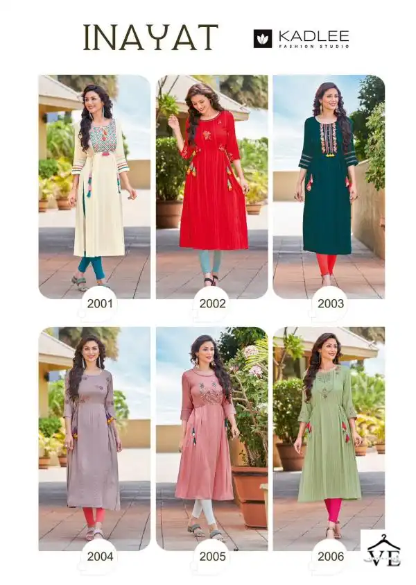 Kadlee Inayat Fancy Wear Rayon Wholesale Dewsigner Kurtis Catalog - Image 7