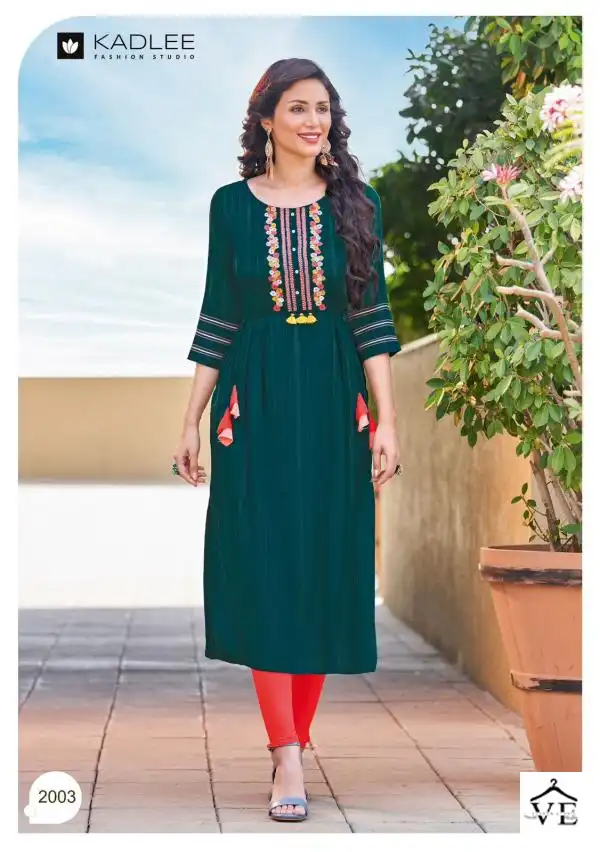 Kadlee Inayat Fancy Wear Rayon Wholesale Dewsigner Kurtis Catalog - Image 6