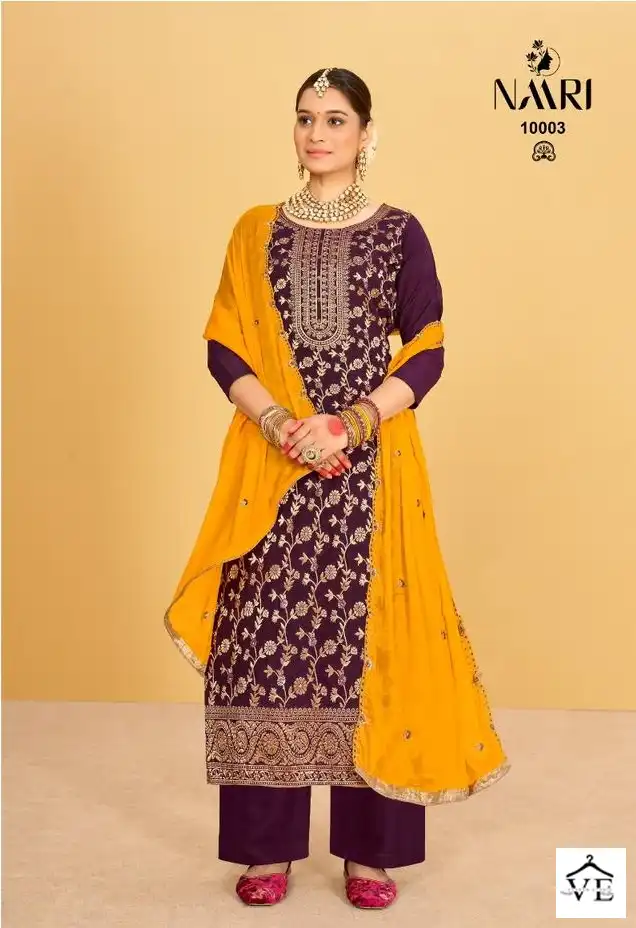 Naari Karvi Muslin Jacquard Wholesale Salwar Suit Catalog — Wholesale Salwar Suits, MPA wholesale from Surat - Gallery Image 2