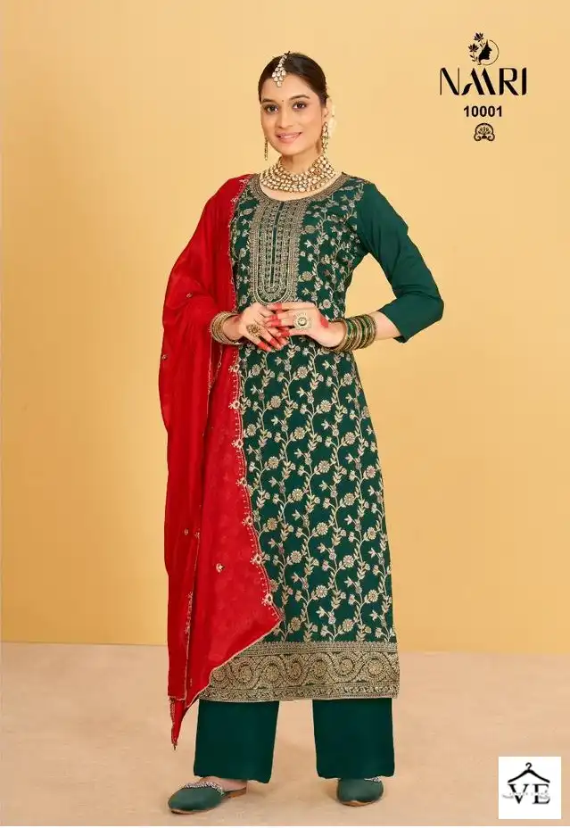 Naari Karvi Muslin Jacquard Wholesale Salwar Suit Catalog — Wholesale Salwar Suits, MPA wholesale from Surat - Gallery Image 3