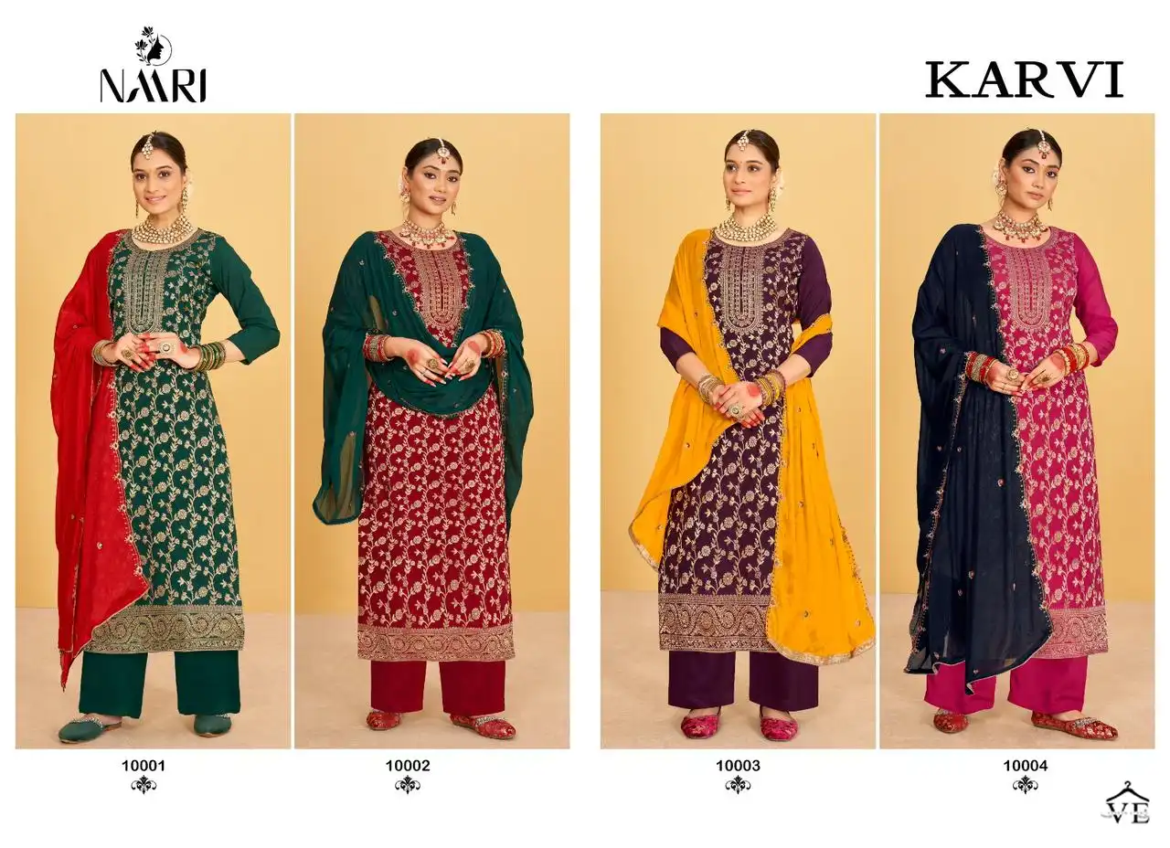 Naari Karvi Muslin Jacquard Wholesale Salwar Suit Catalog — Wholesale Salwar Suits, MPA wholesale from Surat — view 4