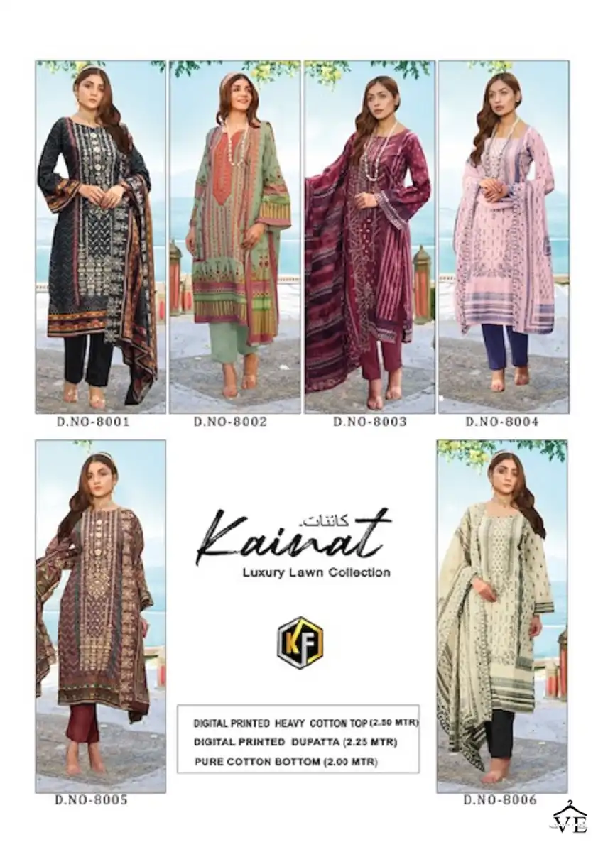 Keval Kainat Vol 8 Heavy Lawn Cotton Wholesale Pakistani Salwar Suit Catalog — Wholesale Salwar Suits, Keval Fab wholesale from Surat — view 8