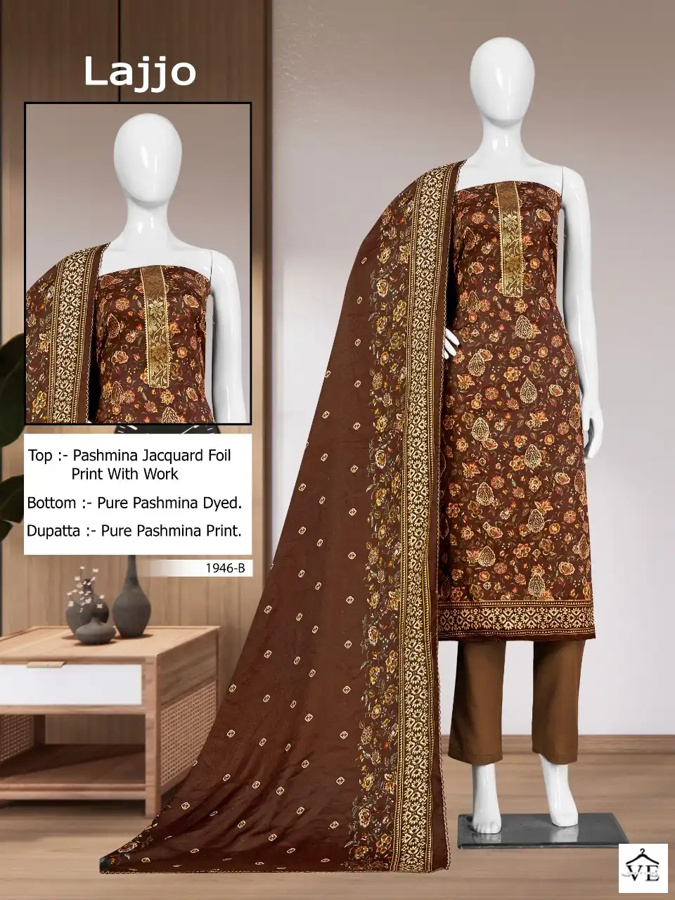Bipson Lajjo 1946 Pashmina Jaquard Wholesale Winter Wear Salwar Suit Catalog — Wholesale Salwar Suits, MPA wholesale from Surat - Gallery Image 2