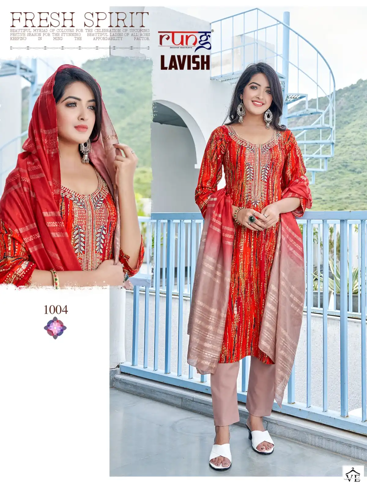 Rung Lavish Heavy Foil Print Rayon Wholesale Readymade Salwar Suit Catalog — Wholesale Salwar Suits, MPA wholesale from Surat - Gallery Image 3