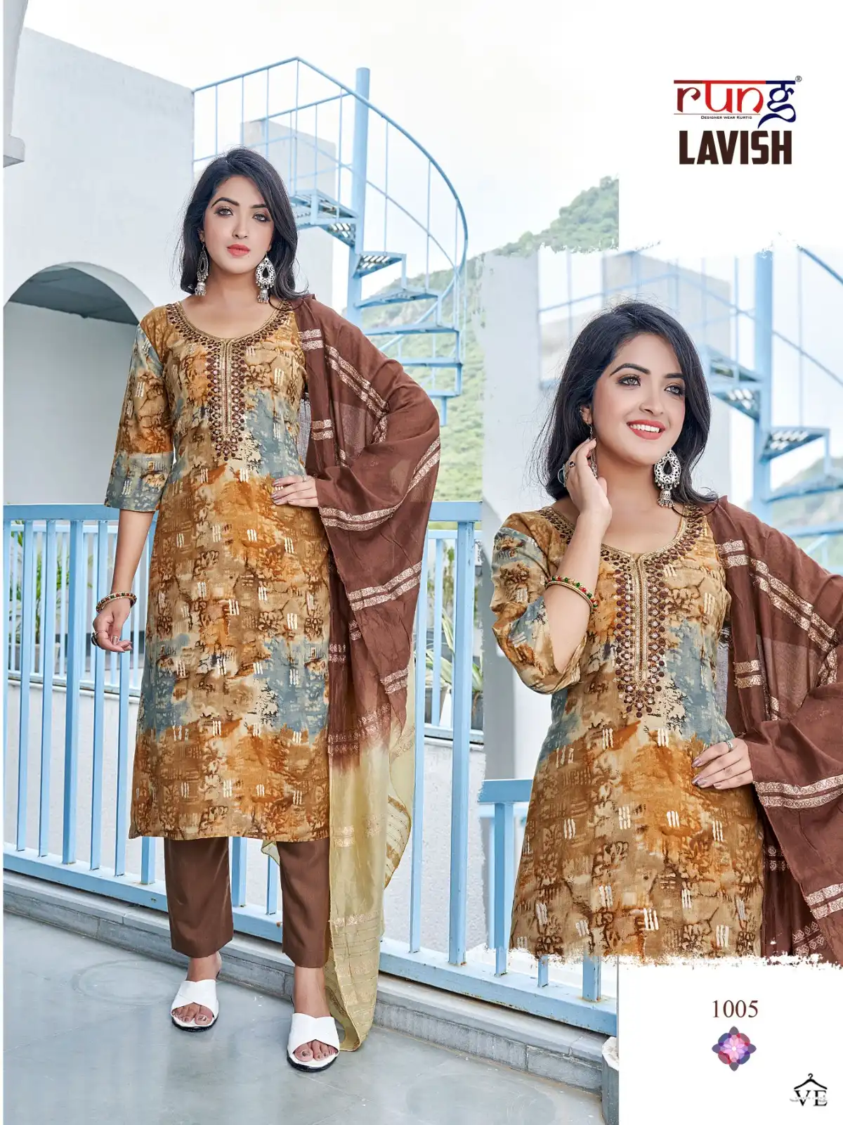 Rung Lavish Heavy Foil Print Rayon Wholesale Readymade Salwar Suit Catalog — Wholesale Salwar Suits, MPA wholesale from Surat - Gallery Image 7