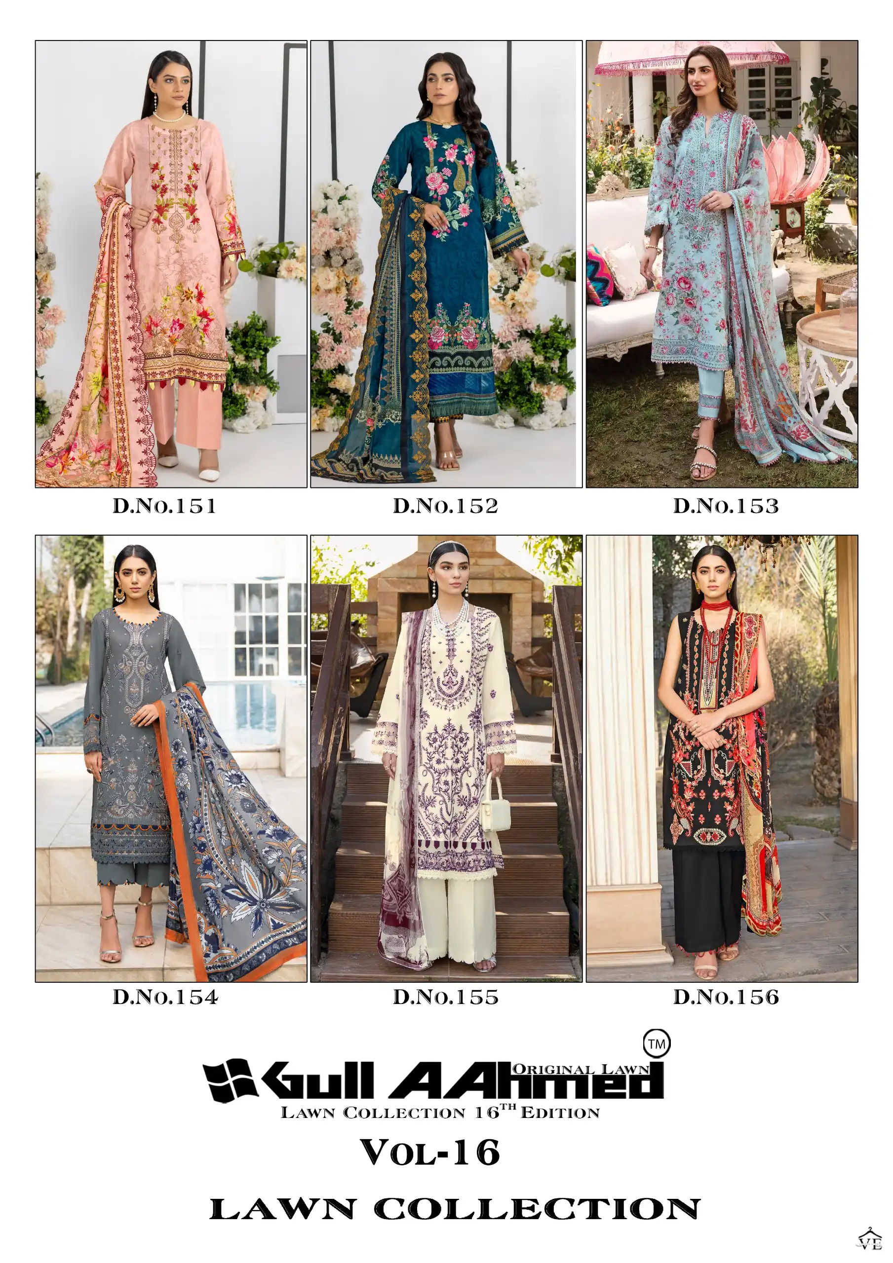 Gull Aahmed Lawn Collection Vol 16 Lawn Cotton Wholesale Pakistani Salwar Suit Catalog — Wholesale Salwar Suits, MPA wholesale from Surat — view 7