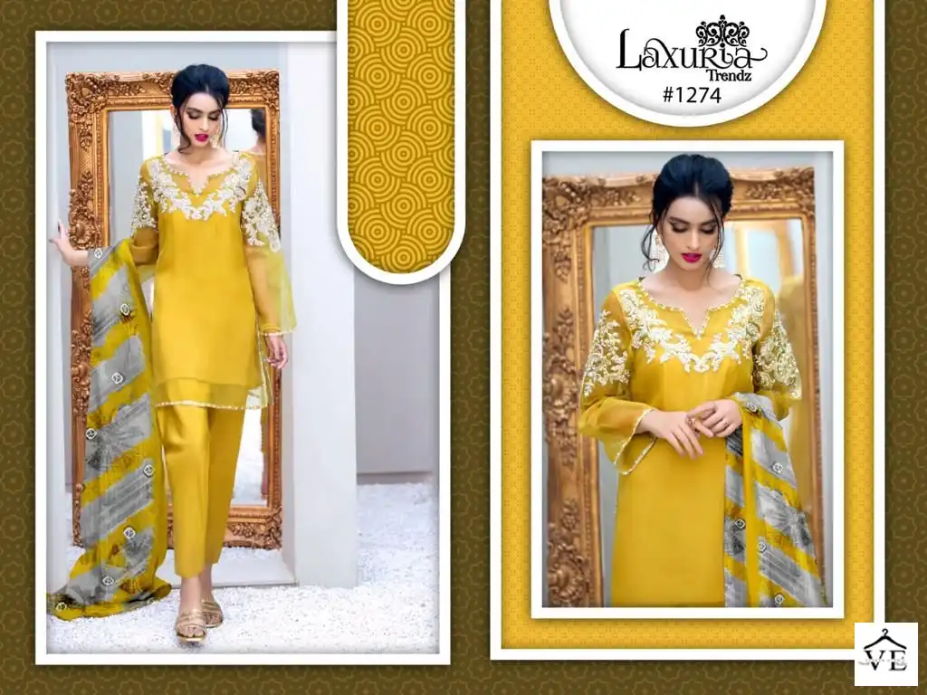 Laxuria D No 1274 Organza Wholesale Designer Pakistani Salwar Suit Catalog — Wholesale Salwar Suits, MPA wholesale from Surat — view 2