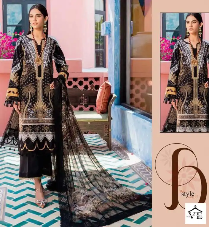 Agha Noor Luxury Lawn Collection Vol 10 Lawn Cotton Wholesale Pakistani Salwar Suit Catalog — Wholesale Salwar Suits, MPA wholesale from Surat - Gallery Image 5