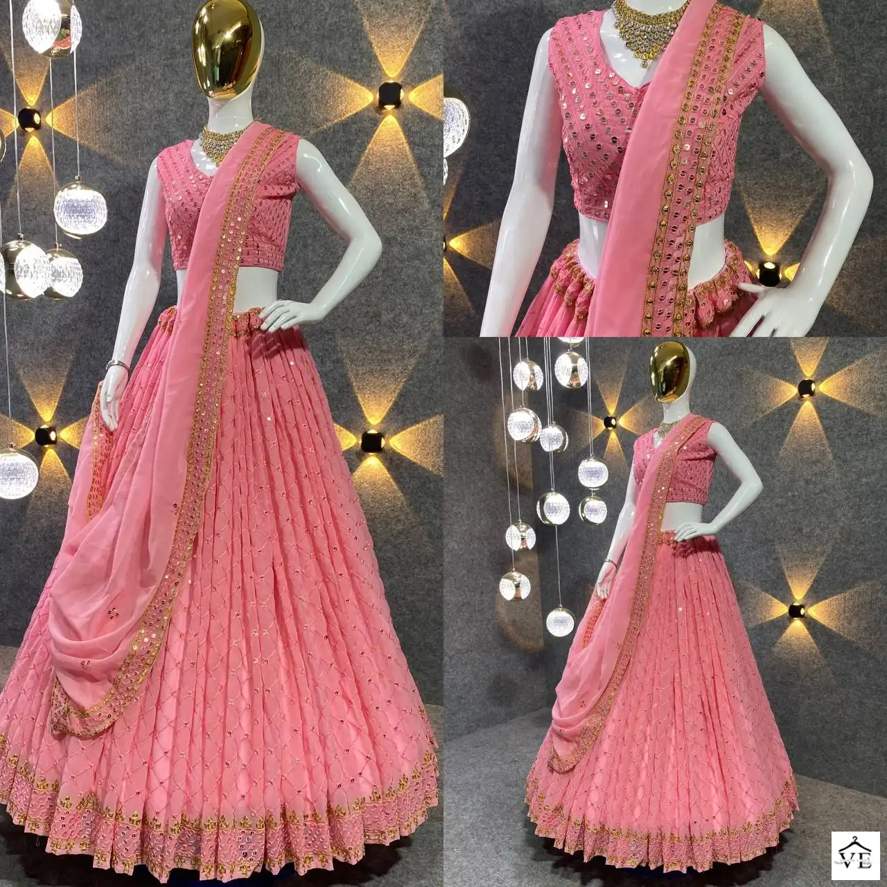 VE Madhuri Georgette Wholesale Readymade Lehenga Choli Catalog — Wholesale Lehenga, MPA wholesale from Surat - Gallery Image 2