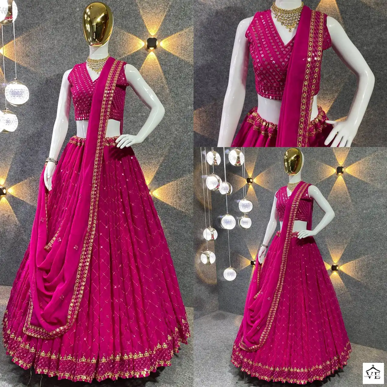 VE Madhuri Georgette Wholesale Readymade Lehenga Choli Catalog — Wholesale Lehenga, MPA wholesale from Surat - Gallery Image 3