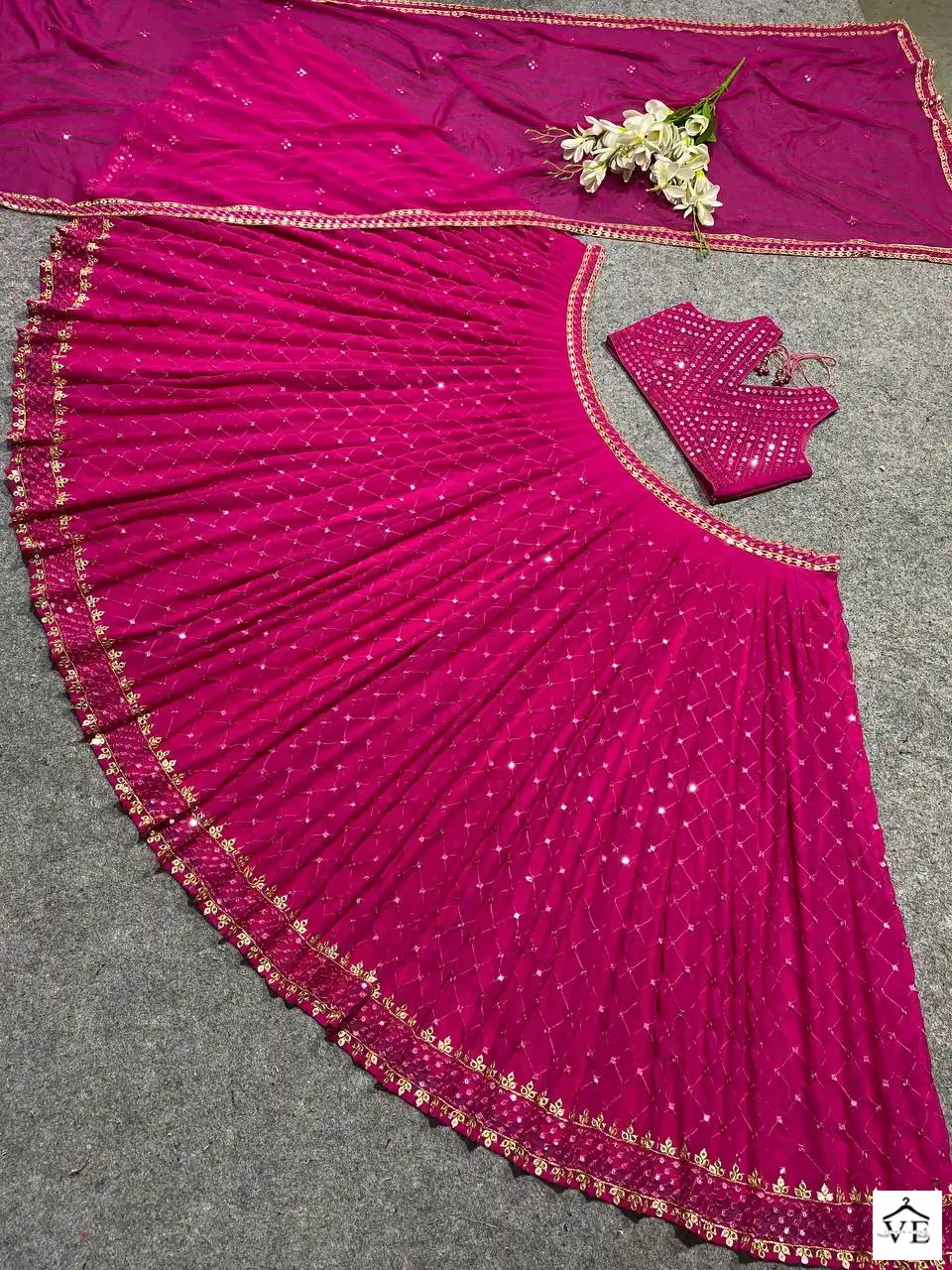 VE Madhuri Georgette Wholesale Readymade Lehenga Choli Catalog — Wholesale Lehenga, MPA wholesale from Surat - Gallery Image 15