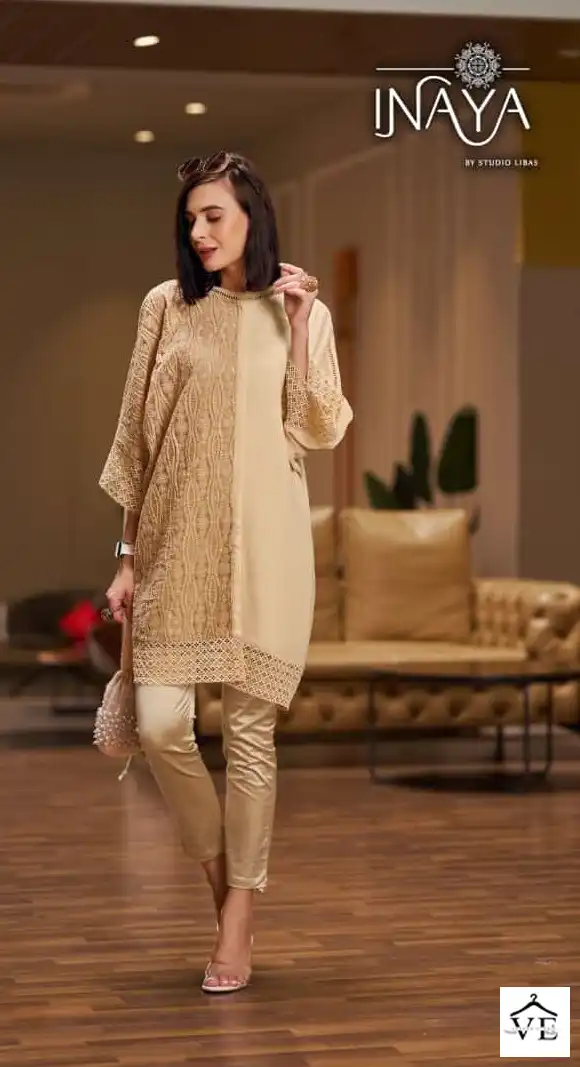 Inaya Libas Lpc 207 Georgette Wholesale Fancy Classy Look Designer Kurti With Pant Cord Sets Catalog — Wholesale Kurti Pant Set, MPA wholesale from Surat — view 2