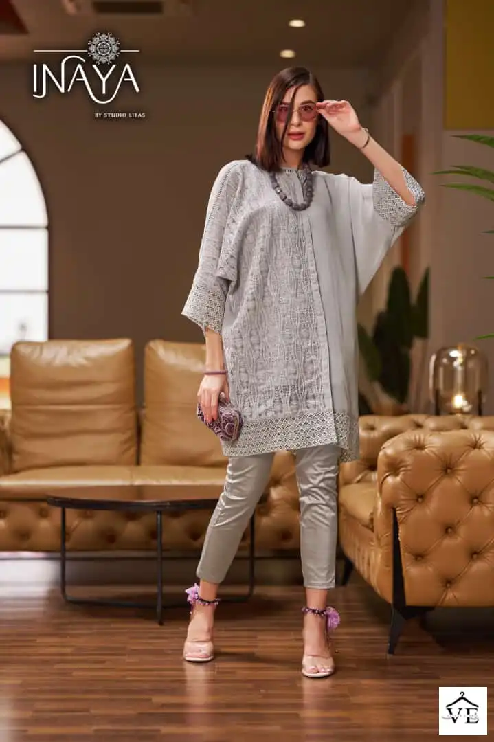 Inaya Libas Lpc 207 Georgette Wholesale Fancy Classy Look Designer Kurti With Pant Cord Sets Catalog — Wholesale Kurti Pant Set, MPA wholesale from Surat — view 3