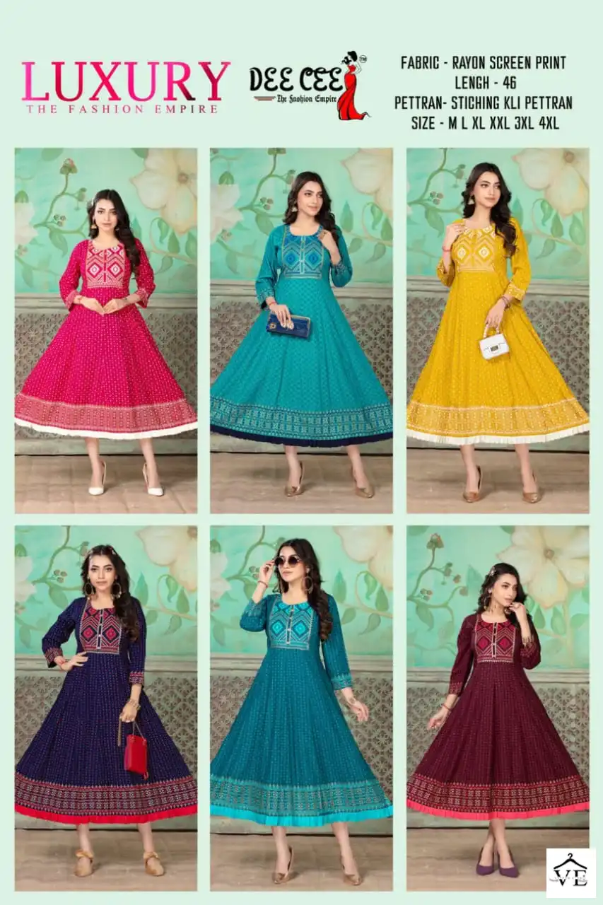 Deecee Luxury Rayon Wholesale Long Kurtis Catalog — Wholesale Kurtis, MPA wholesale from Surat — view 7