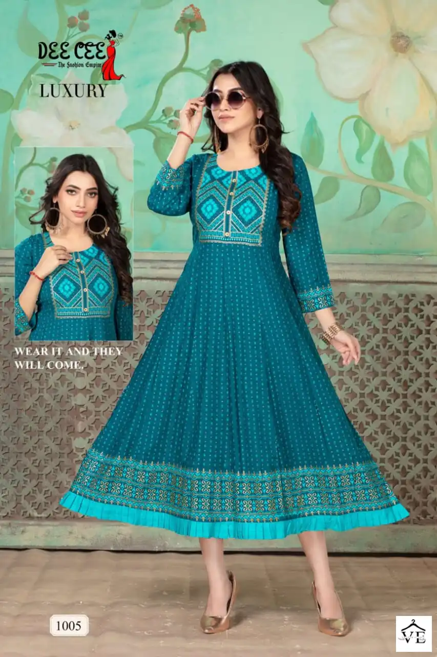 Deecee Luxury Rayon Wholesale Long Kurtis Catalog — Wholesale Kurtis, MPA wholesale from Surat — view 3