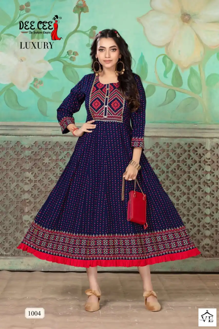 Deecee Luxury Rayon Wholesale Long Kurtis Catalog — Wholesale Kurtis, MPA wholesale from Surat — view 4