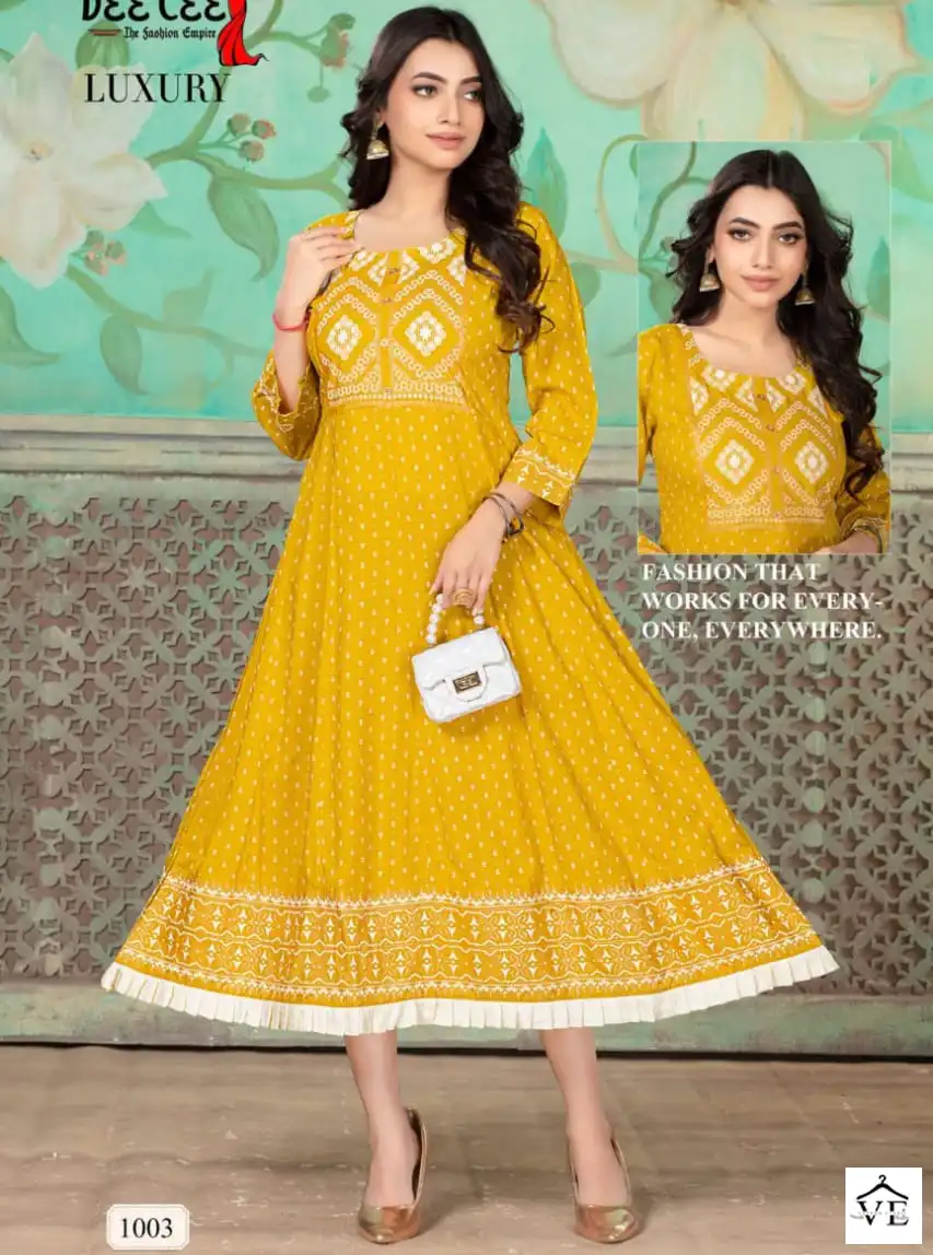 Deecee Luxury Rayon Wholesale Long Kurtis Catalog — Wholesale Kurtis, MPA wholesale from Surat — view 1