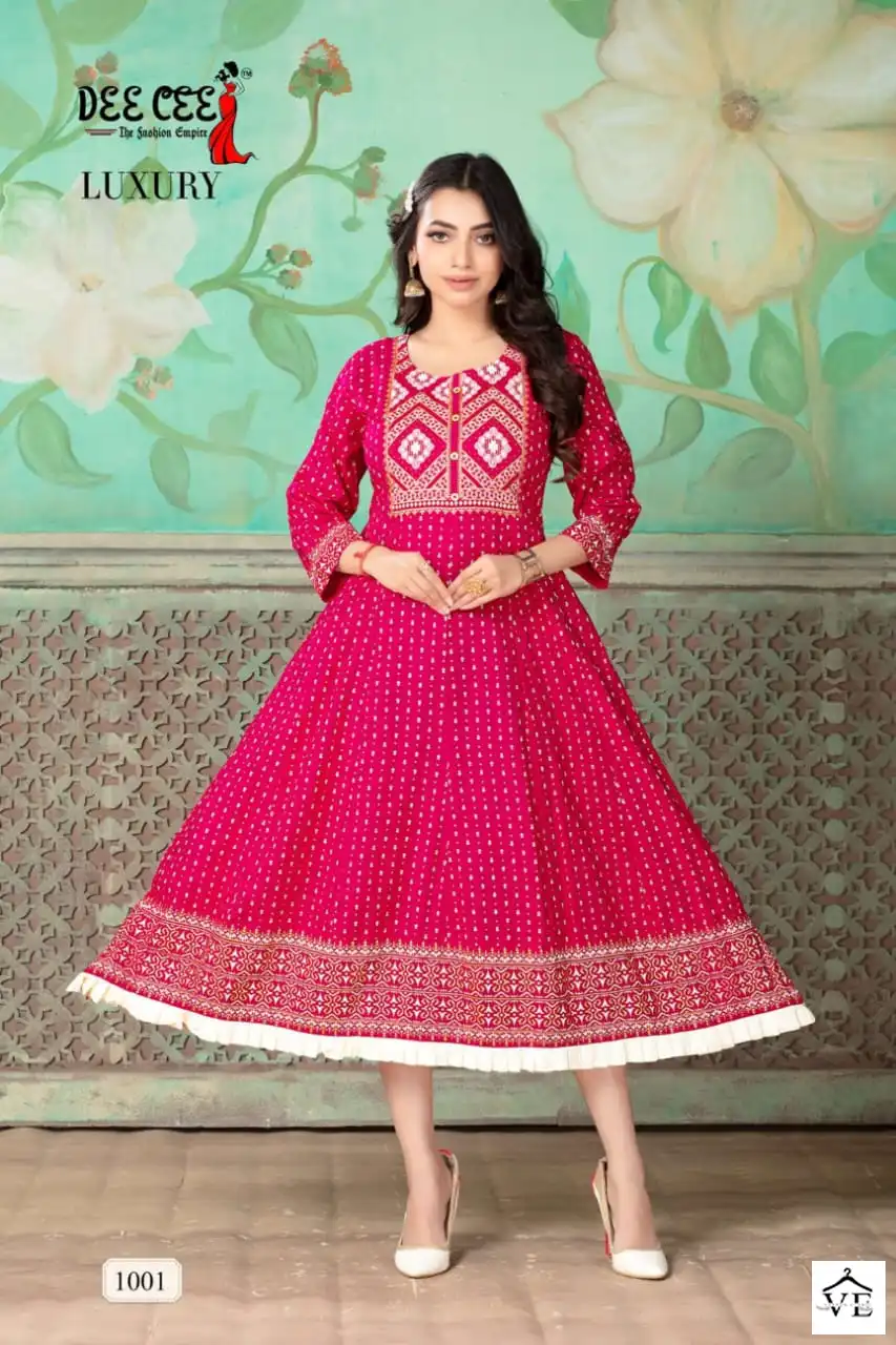 Deecee Luxury Rayon Wholesale Long Kurtis Catalog — Wholesale Kurtis, MPA wholesale from Surat — view 6