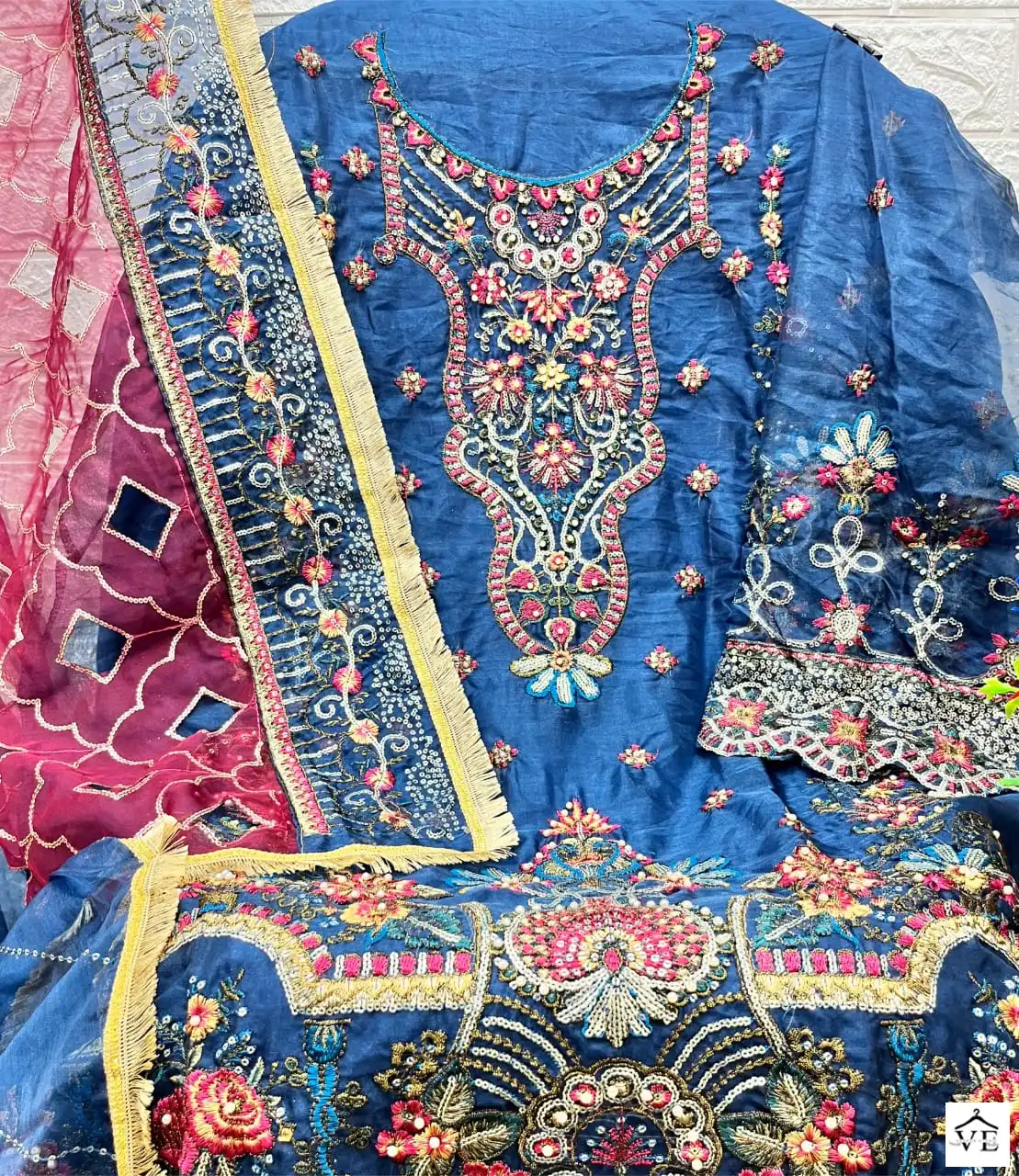 Mushq M 206 Organza Wholesale Fancy Embroidered Pakistani Salwar Suit Catalog — Wholesale Salwar Suits, MPA wholesale from Surat - Gallery Image 3