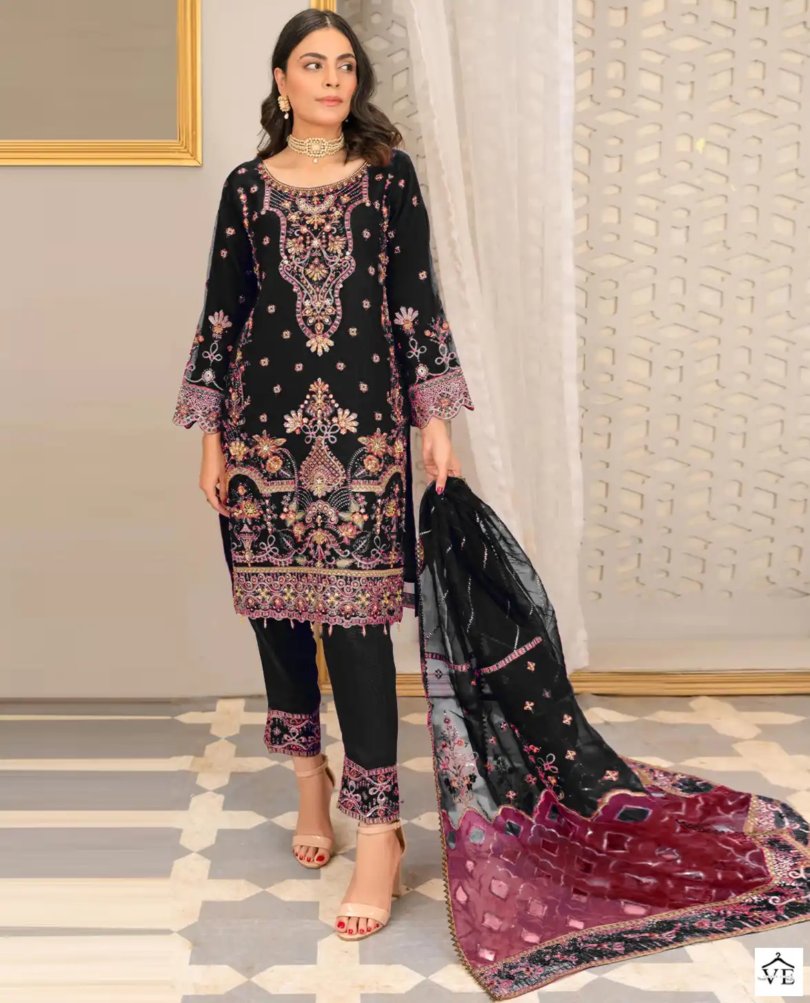 Mushq M 206 Organza Wholesale Fancy Embroidered Pakistani Salwar Suit Catalog — Wholesale Salwar Suits, MPA wholesale from Surat — view 1