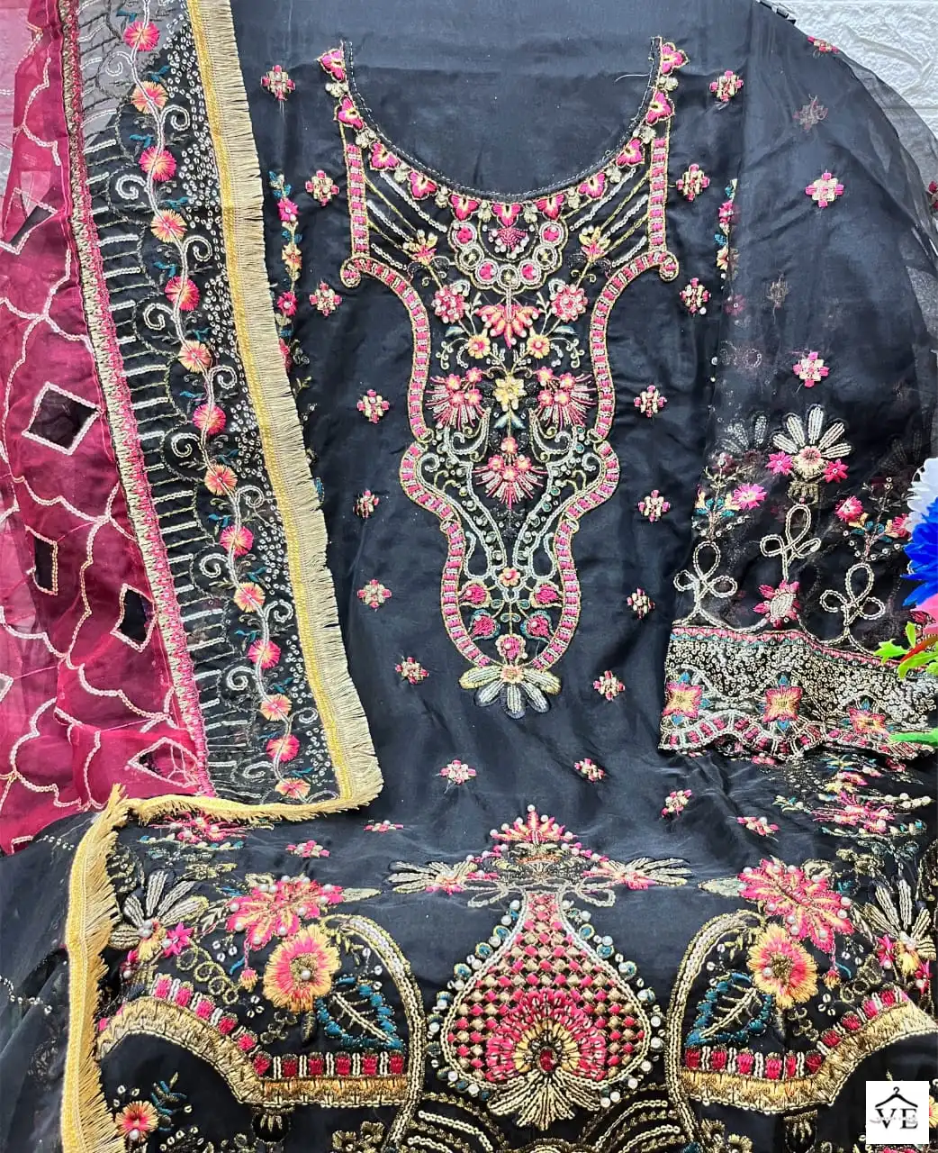 Mushq M 206 Organza Wholesale Fancy Embroidered Pakistani Salwar Suit Catalog — Wholesale Salwar Suits, MPA wholesale from Surat - Gallery Image 5