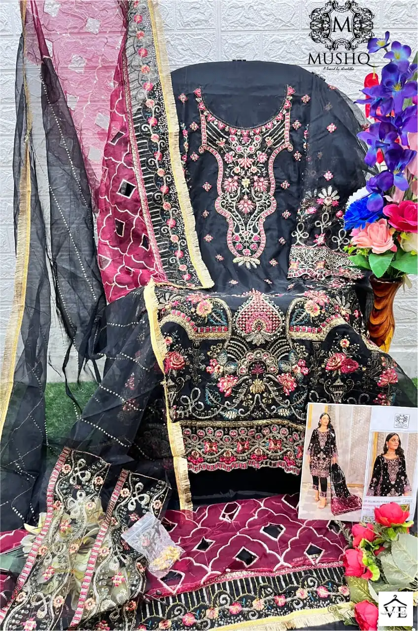 Mushq M 206 Organza Wholesale Fancy Embroidered Pakistani Salwar Suit Catalog — Wholesale Salwar Suits, MPA wholesale from Surat - Gallery Image 6