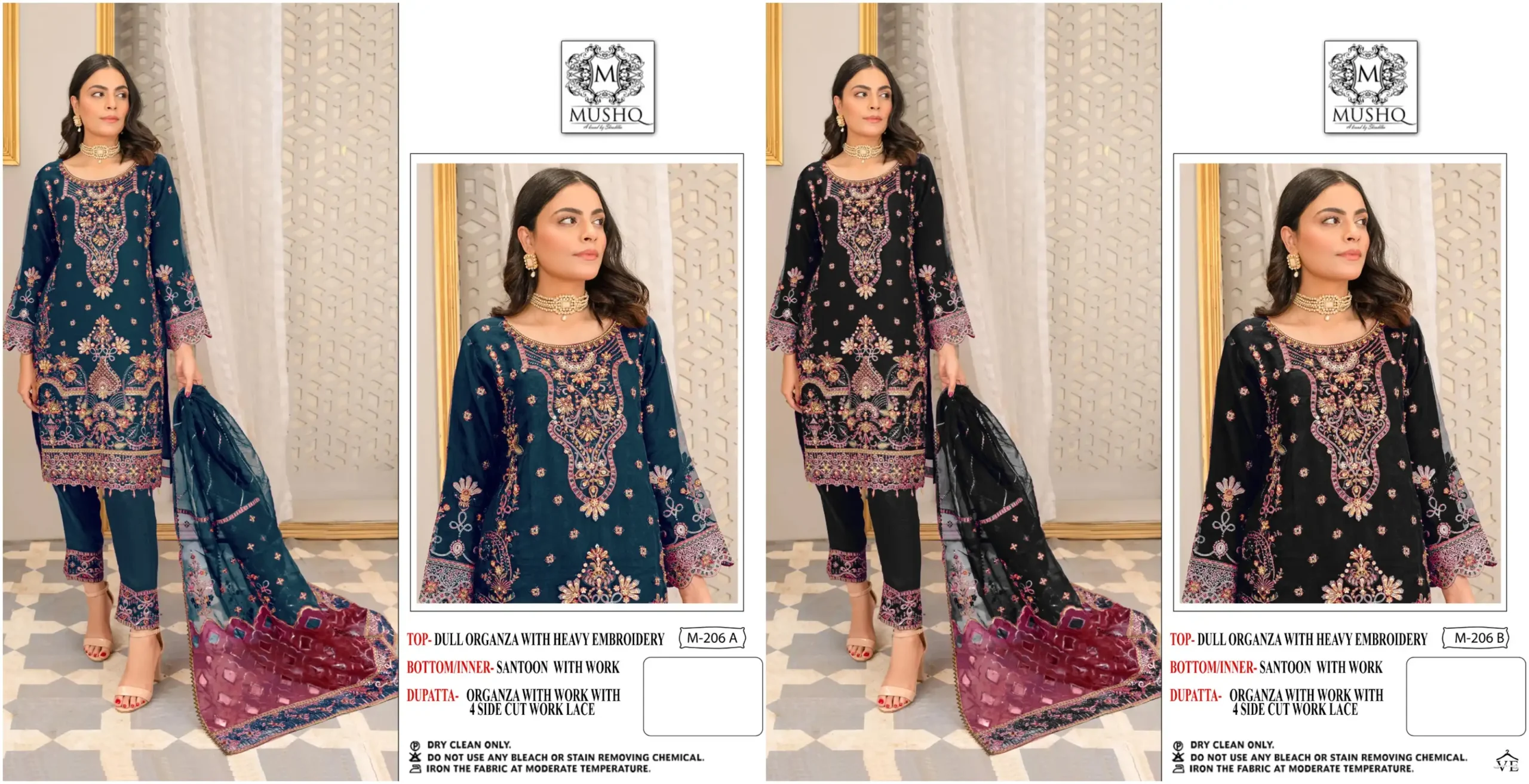 Mushq M 206 Organza Wholesale Fancy Embroidered Pakistani Salwar Suit Catalog — Wholesale Salwar Suits, MPA wholesale from Surat — view 8
