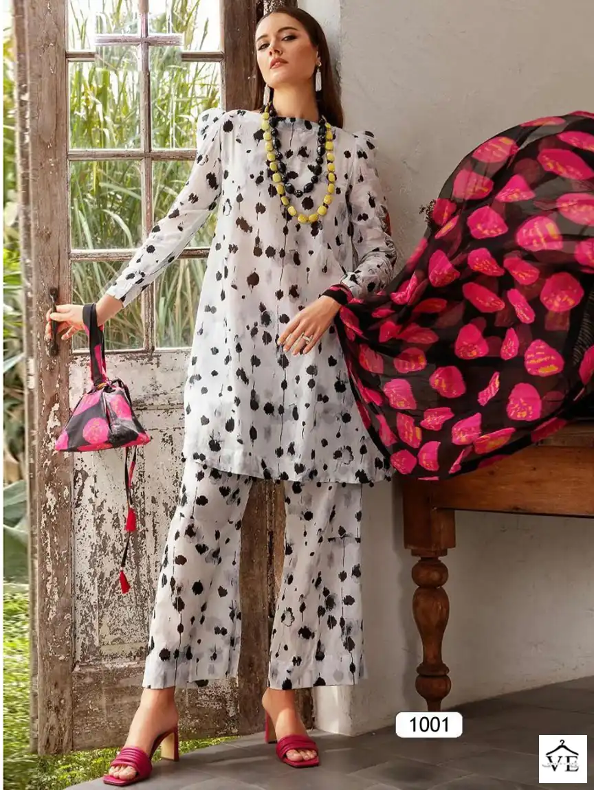 Hazzel M Prints Basics Cotton Wholesale Fancy Patch Embroidery Pakistani Salwar Suit Catalog — Wholesale Salwar Suits, MPA wholesale from Surat — view 1