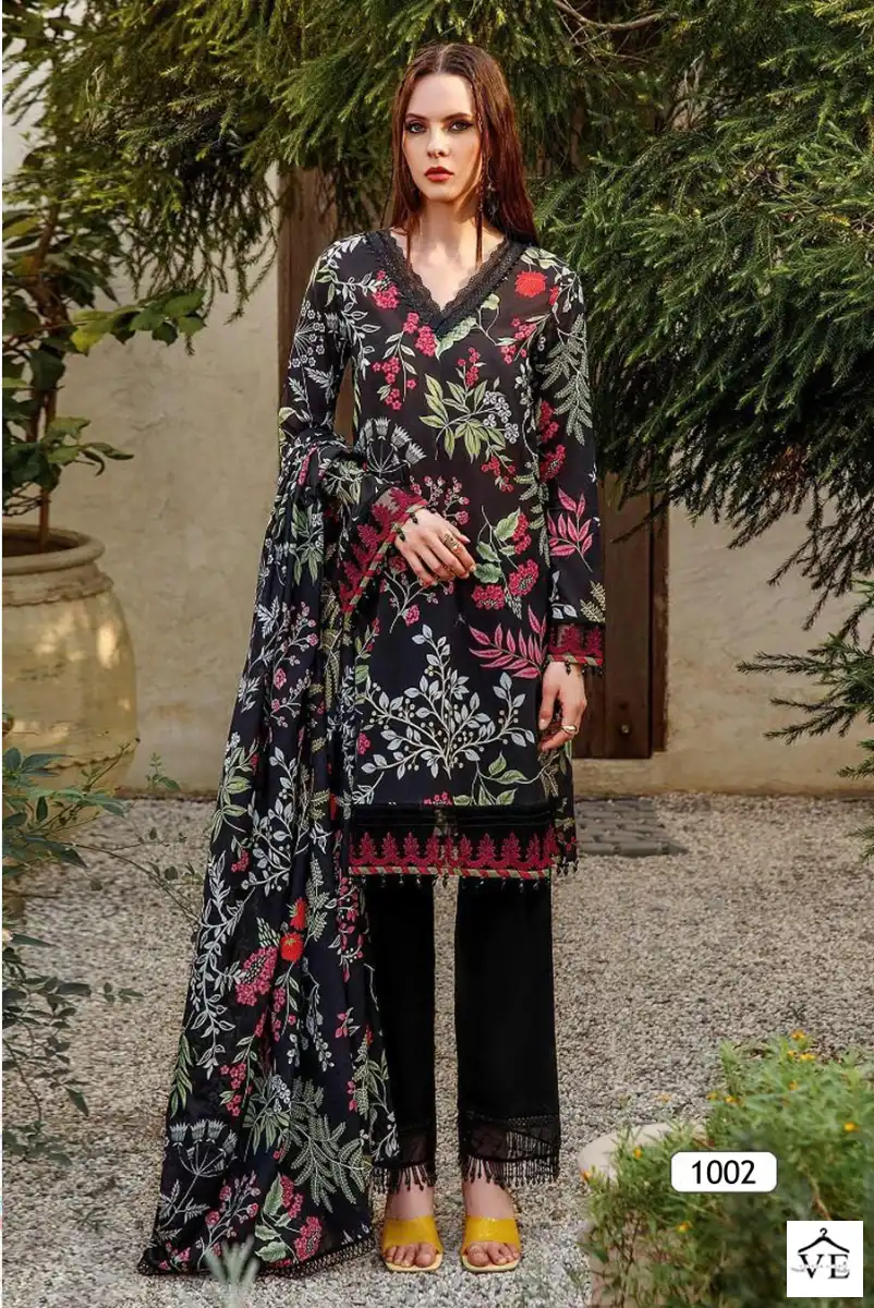 Hazzel M Prints Basics Cotton Wholesale Fancy Patch Embroidery Pakistani Salwar Suit Catalog — Wholesale Salwar Suits, MPA wholesale from Surat - Gallery Image 2