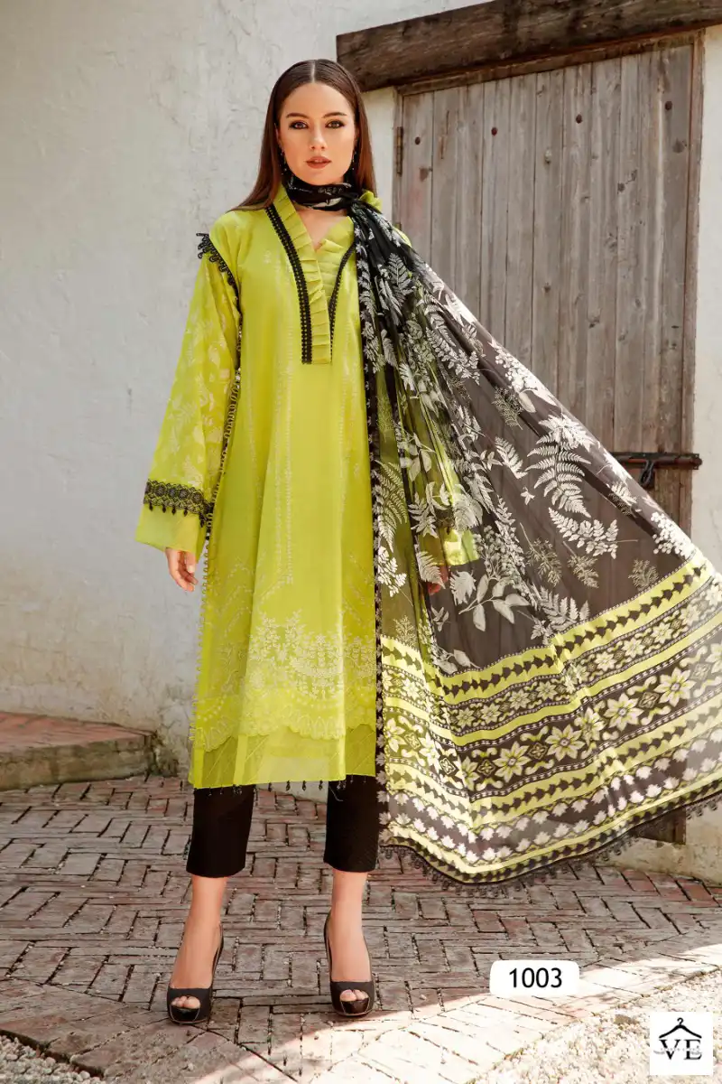 Hazzel M Prints Basics Cotton Wholesale Fancy Patch Embroidery Pakistani Salwar Suit Catalog — Wholesale Salwar Suits, MPA wholesale from Surat - Gallery Image 3