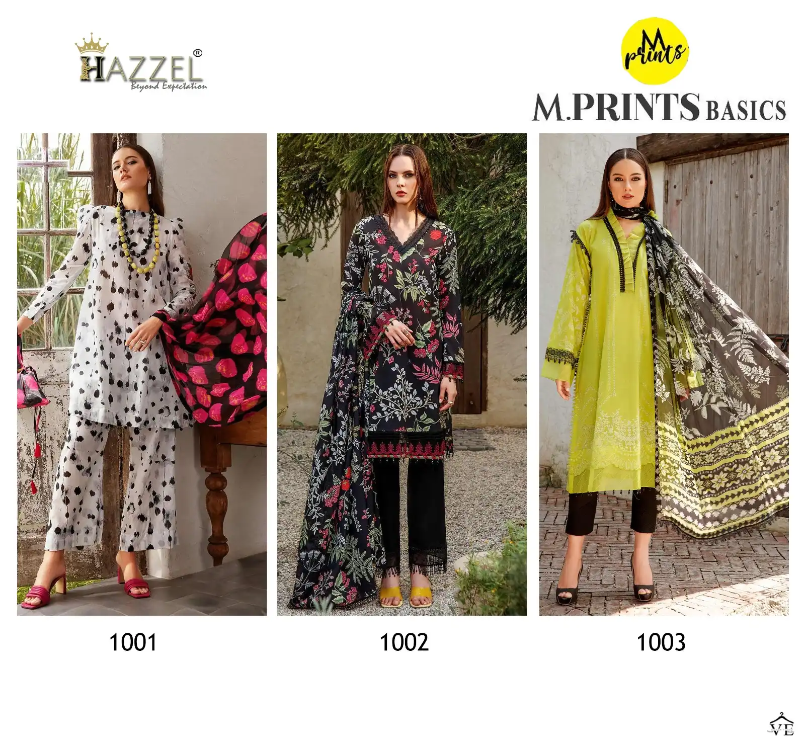 Hazzel M Prints Basics Cotton Wholesale Fancy Patch Embroidery Pakistani Salwar Suit Catalog — Wholesale Salwar Suits, MPA wholesale from Surat — view 4