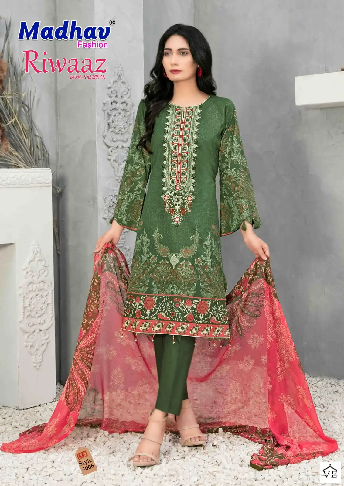 Madhav Riwaaz Vol 6 Lawn Cotton Wholesale Fancy Pakistani Salwar Suit Catalog — Wholesale Salwar Suits, MPA wholesale from Surat - Gallery Image 6