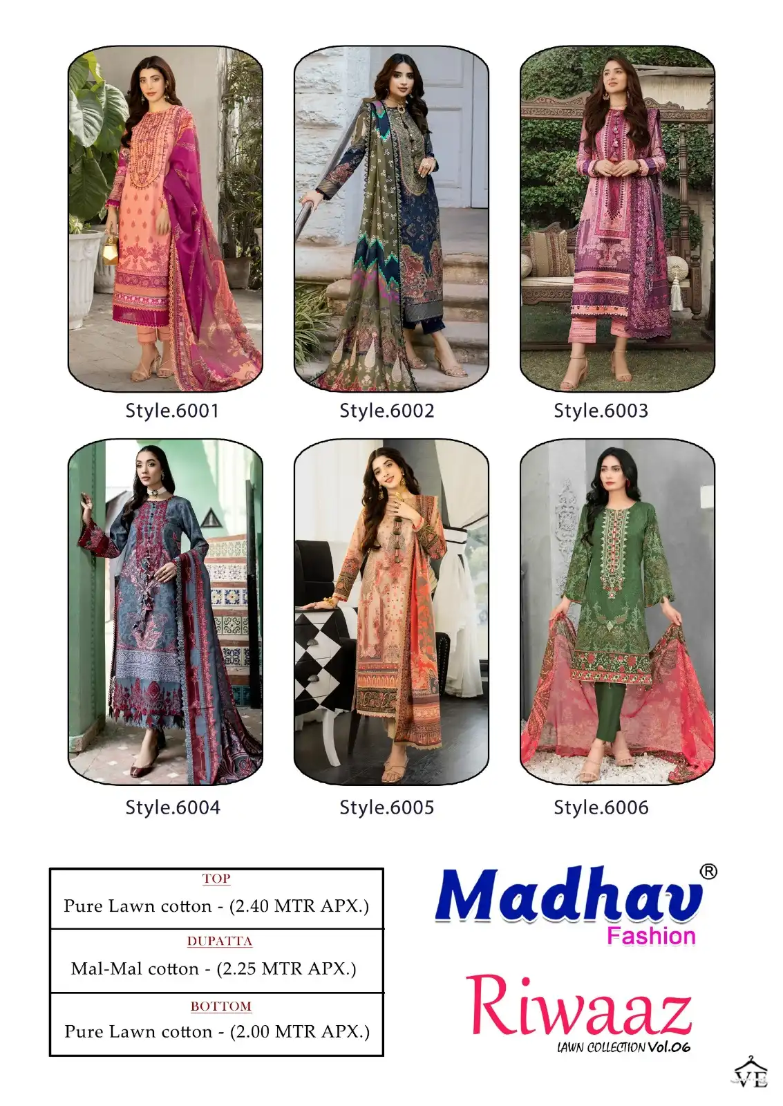 Madhav Riwaaz Vol 6 Lawn Cotton Wholesale Fancy Pakistani Salwar Suit Catalog — Wholesale Salwar Suits, MPA wholesale from Surat — view 7