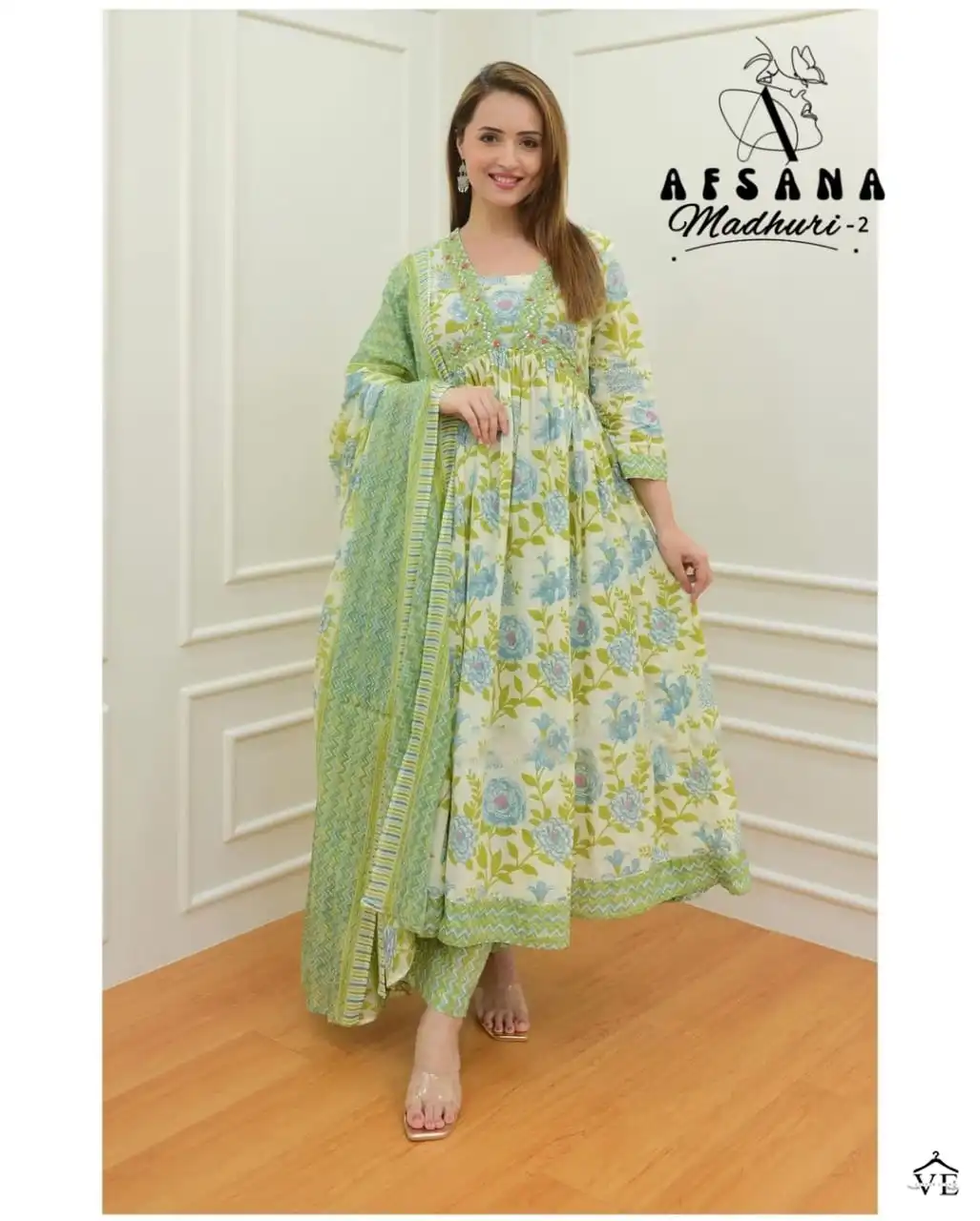 Afsana Madhuri-2 Muslin Cotton Wholesale Aliya Cut Anarkali Suit Catalog — Wholesale Salwar Suits, MPA wholesale from Surat - Gallery Image 2