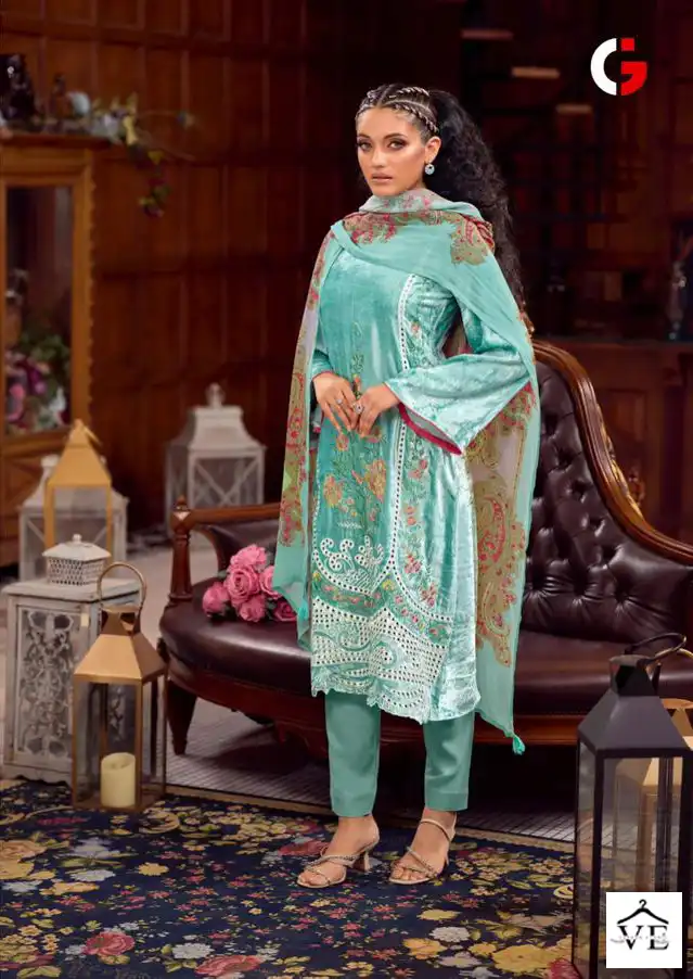 Deepsy Suits Gull Jee Mahnoor Velvet Wholesale Heavy Embroidery Designer Winter Wear Salwar Suit Catalog — Wholesale Salwar Suits, MPA wholesale from Surat - Gallery Image 5