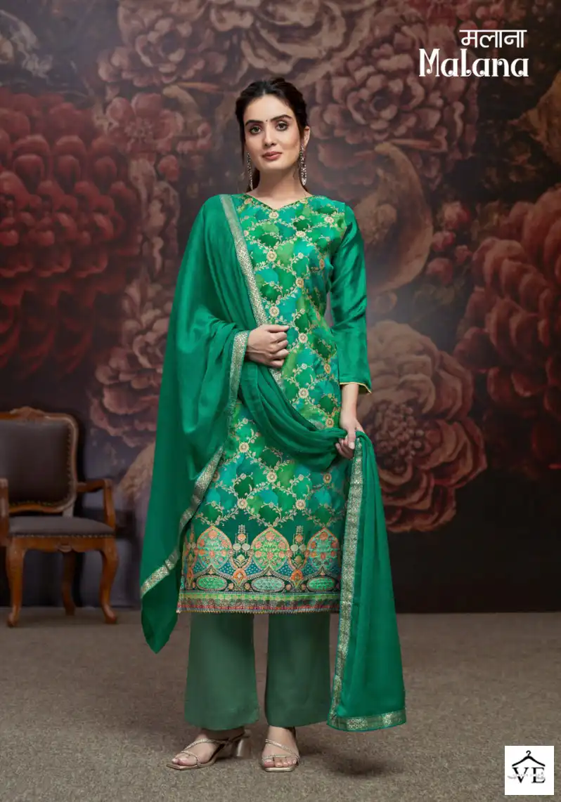 Alok Suits Malana Jacquard Wholesale Designer Hand Work Salwar Suit Catalog — Wholesale Salwar Suits, Alok Suit wholesale from Surat - Gallery Image 4