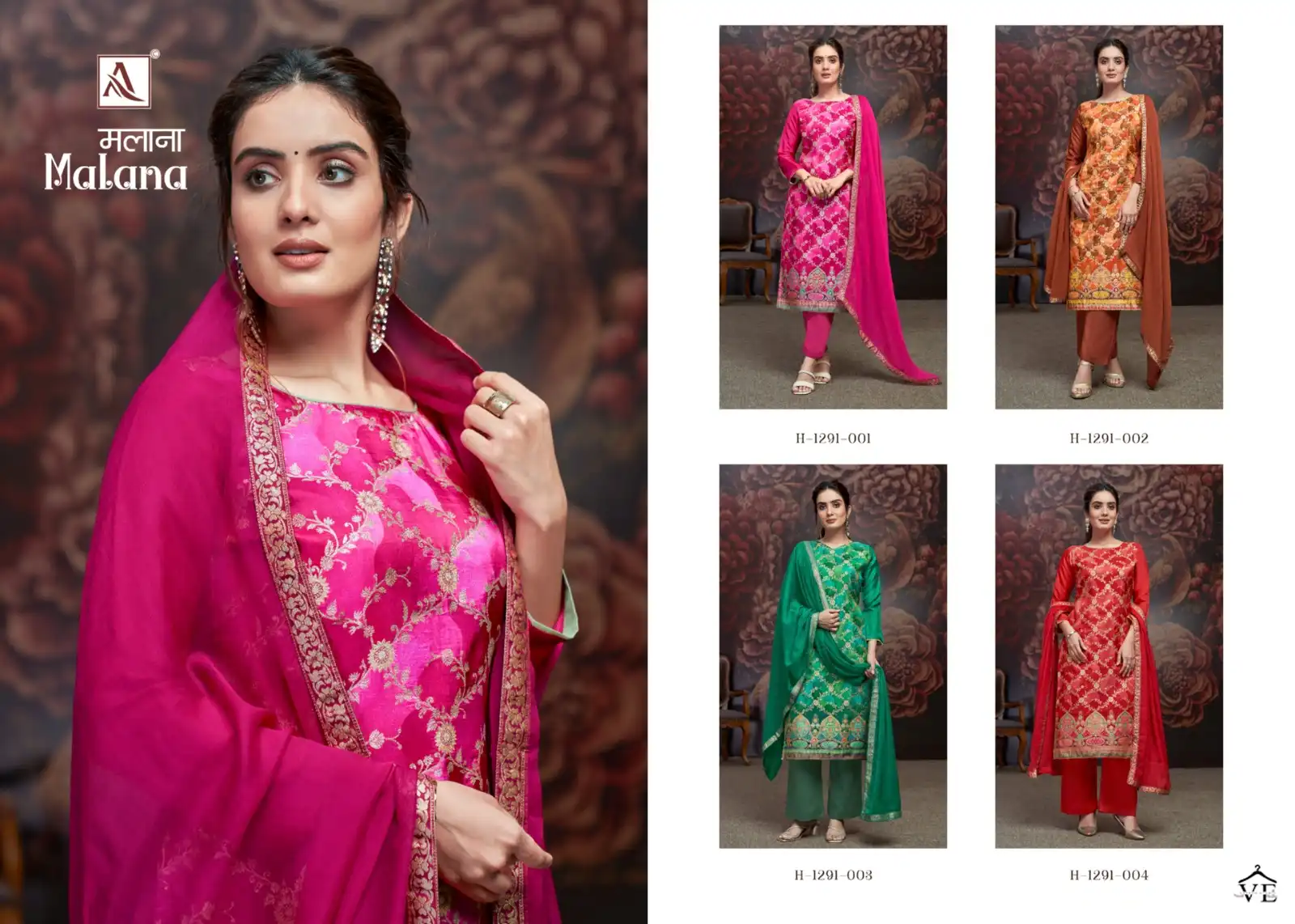 Alok Suits Malana Jacquard Wholesale Designer Hand Work Salwar Suit Catalog — Wholesale Salwar Suits, Alok Suit wholesale from Surat — view 5