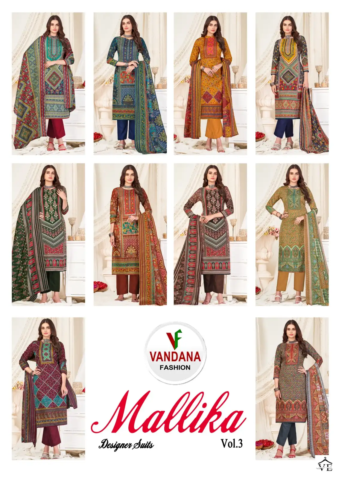Vandana Mallika Vol 3 Cotton Wholesale Fancy Salwar Suit Catalog — Wholesale Salwar Suits, MPA wholesale from Surat — view 11