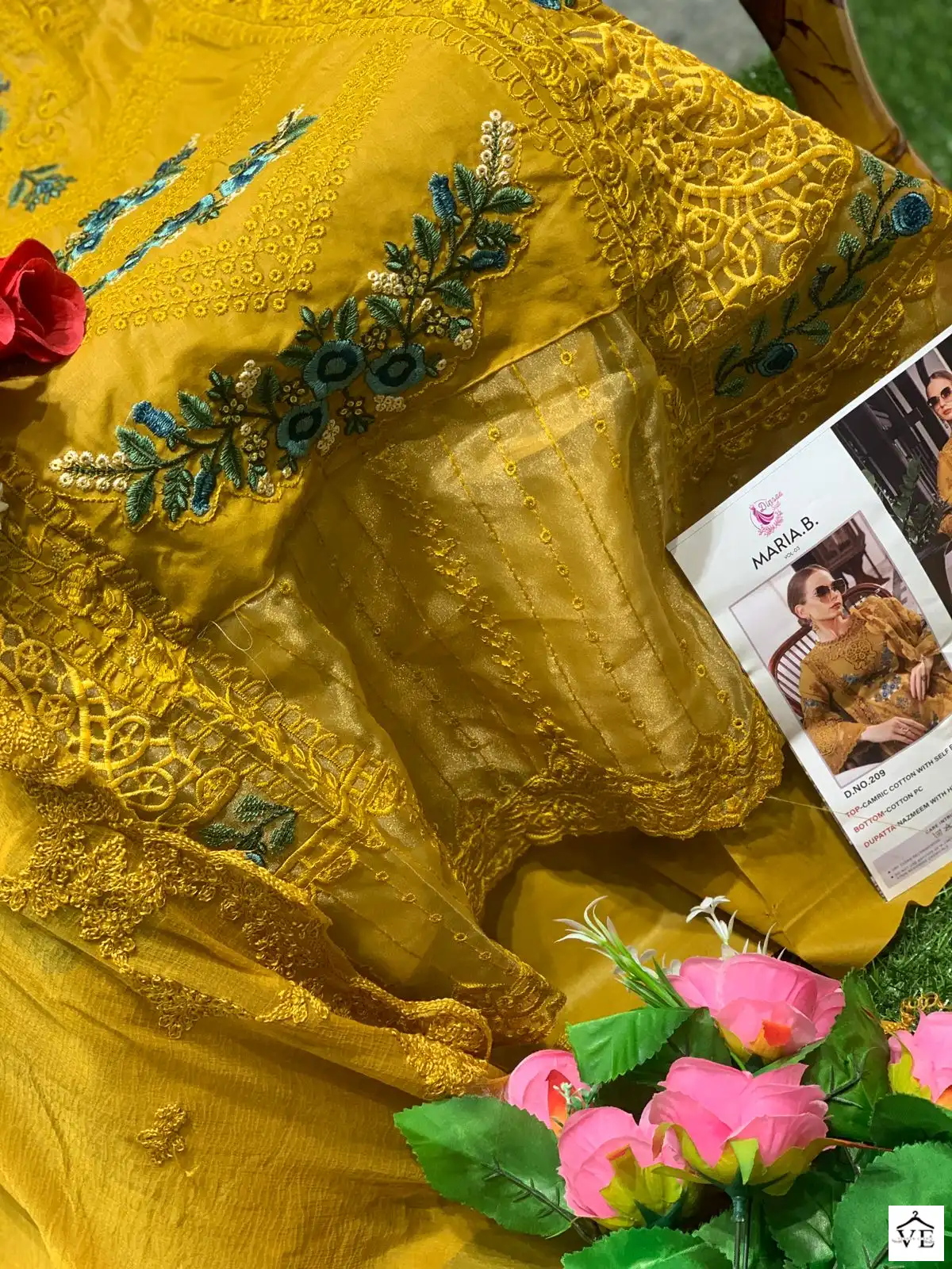 Dinsaa Maria B Vol 3-209 Pure Cotton Wholesale Pakistani Suit — Wholesale Salwar Suits, MPA wholesale from Surat - Gallery Image 3