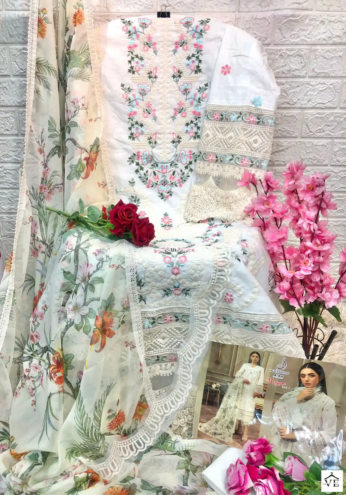 Alif Fashion Maryam Vol 1 Pure Cambric Cotton Wholesale Designer Pakistani Salwar Suit Catalog — Wholesale Salwar Suits, MPA wholesale from Surat - Gallery Image 3