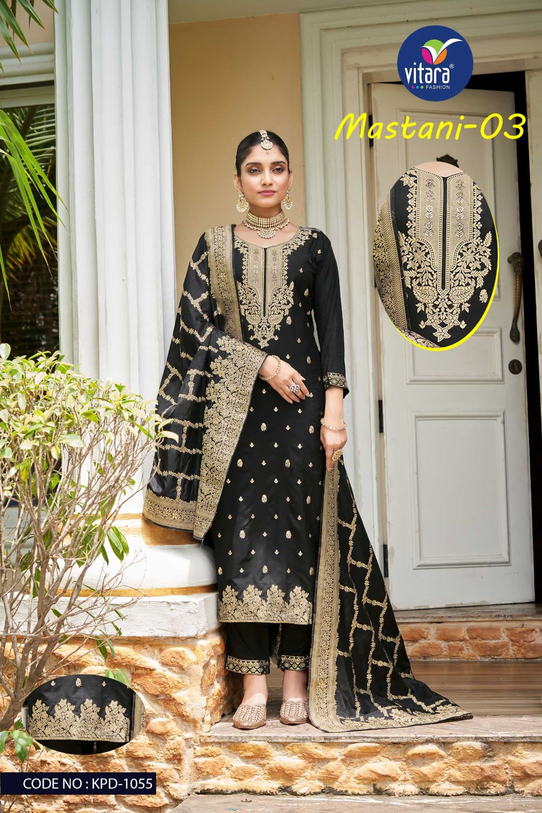 Vitara Mastani-3 Heavy Nylon Dola Viscose Wholesale Readymade Suits Catalog — Wholesale Salwar Suits, MPA wholesale from Surat — view 3