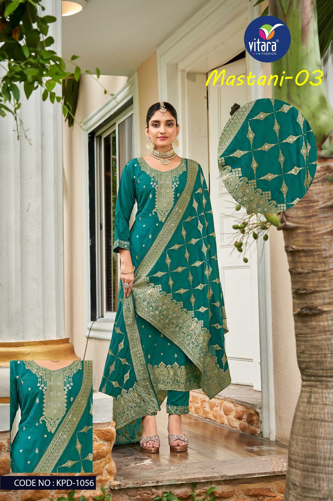 Vitara Mastani-3 Heavy Nylon Dola Viscose Wholesale Readymade Suits Catalog — Wholesale Salwar Suits, MPA wholesale from Surat — view 4