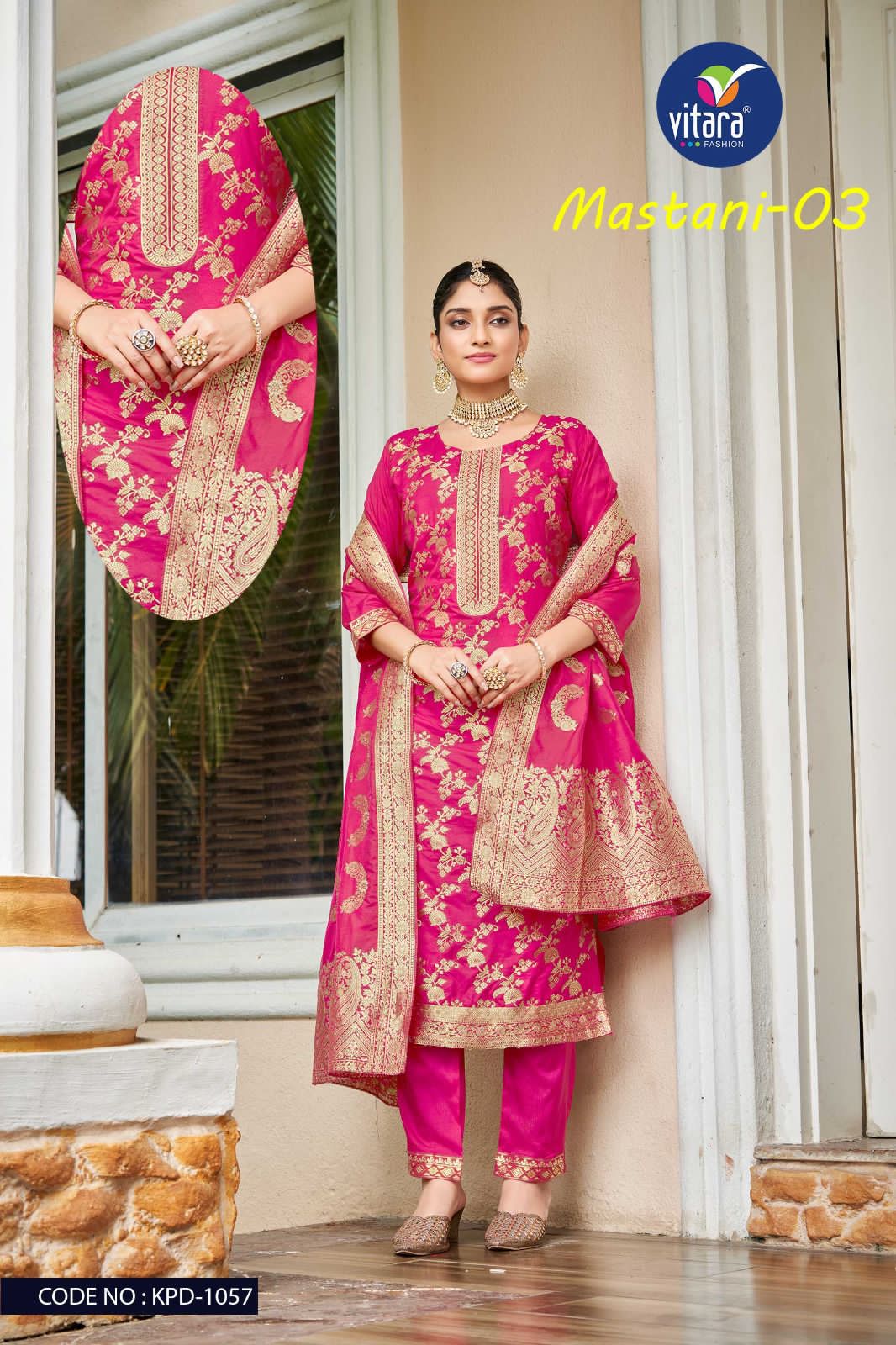 Vitara Mastani-3 Heavy Nylon Dola Viscose Wholesale Readymade Suits Catalog — Wholesale Salwar Suits, MPA wholesale from Surat — view 5