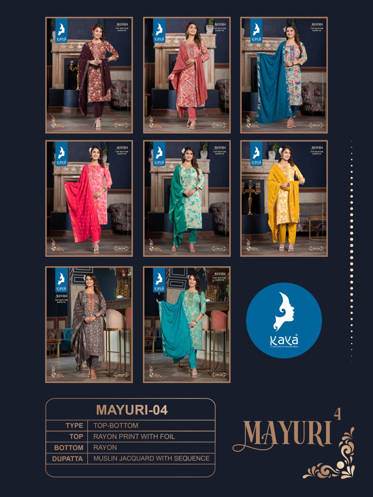 Kaya Mayuri 4 Rayon Prints Wholesale Readymade Salwar Suit Catalog — Wholesale Salwar Suits, Mayur Dress wholesale from Surat — view 9