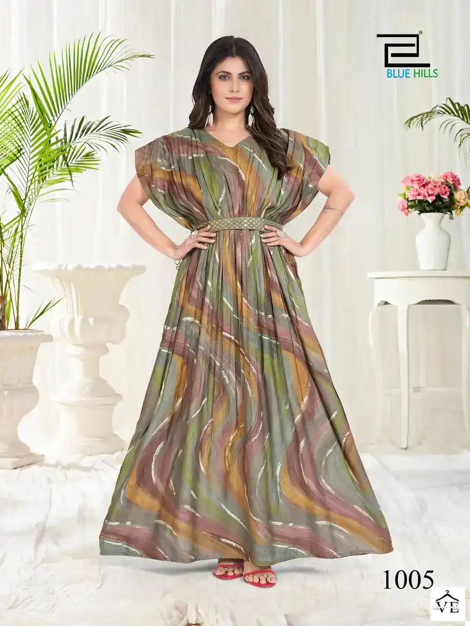 Blue Hills Milk Modal Chanderi Print Wholesale Anarkali Gown Catalog — Wholesale Kurtis, Blue Hills wholesale from Surat - Gallery Image 3