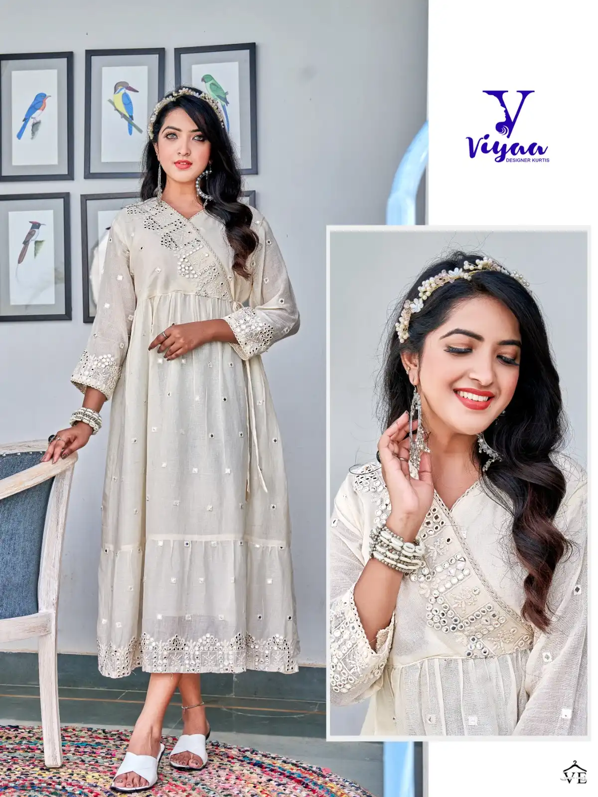Viyaa Designer Milky Mul Mul Pure Cotton Wholesale Fancy Long Kurtis Catalog — Wholesale Kurtis, MPA wholesale from Surat - Gallery Image 2