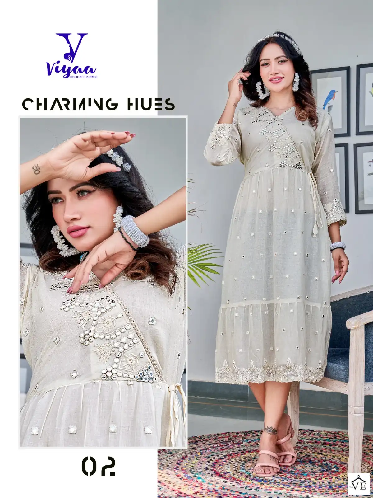 Viyaa Designer Milky Mul Mul Pure Cotton Wholesale Fancy Long Kurtis Catalog — Wholesale Kurtis, MPA wholesale from Surat - Gallery Image 6