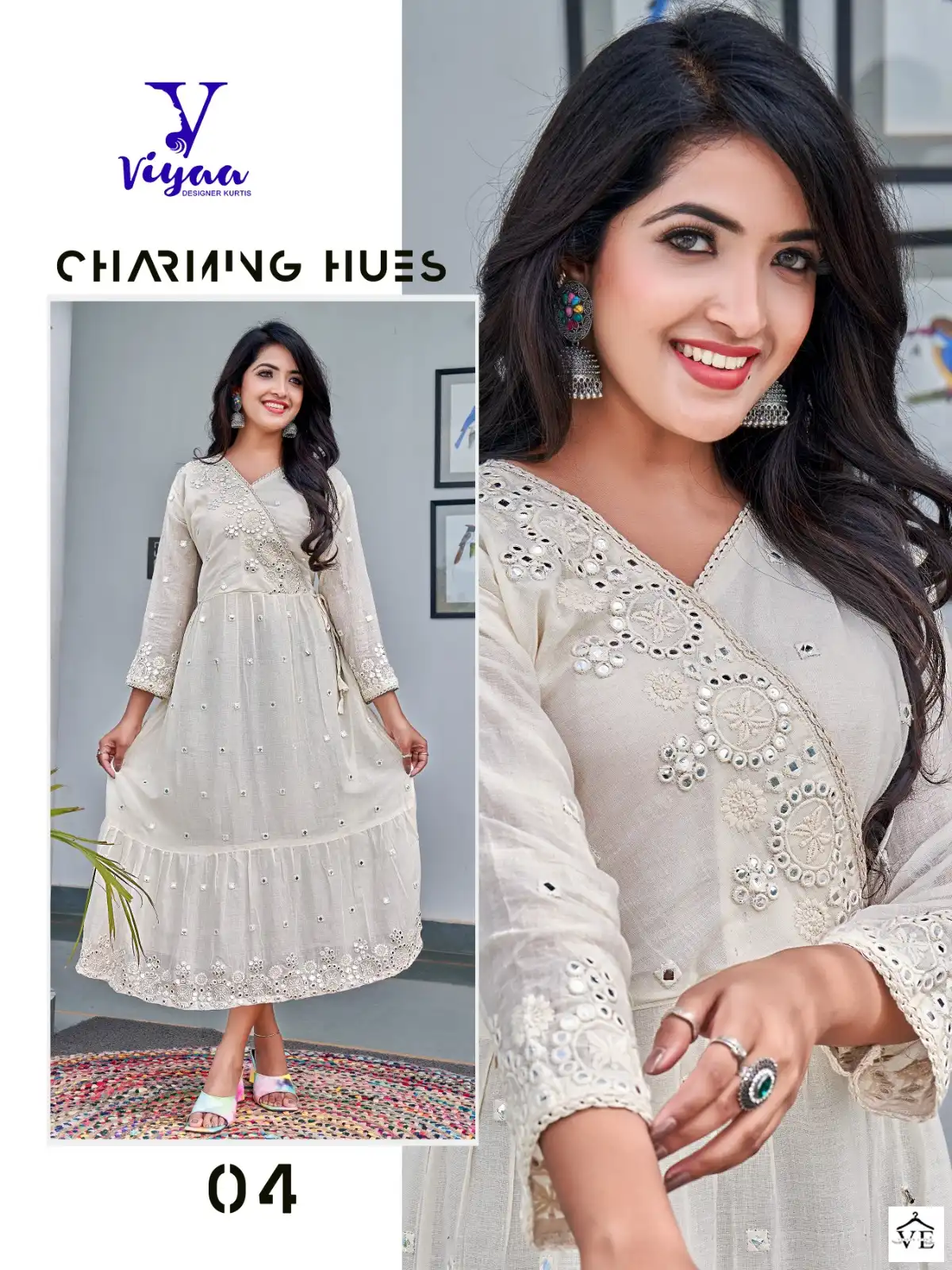 Viyaa Designer Milky Mul Mul Pure Cotton Wholesale Fancy Long Kurtis Catalog — Wholesale Kurtis, MPA wholesale from Surat - Gallery Image 7