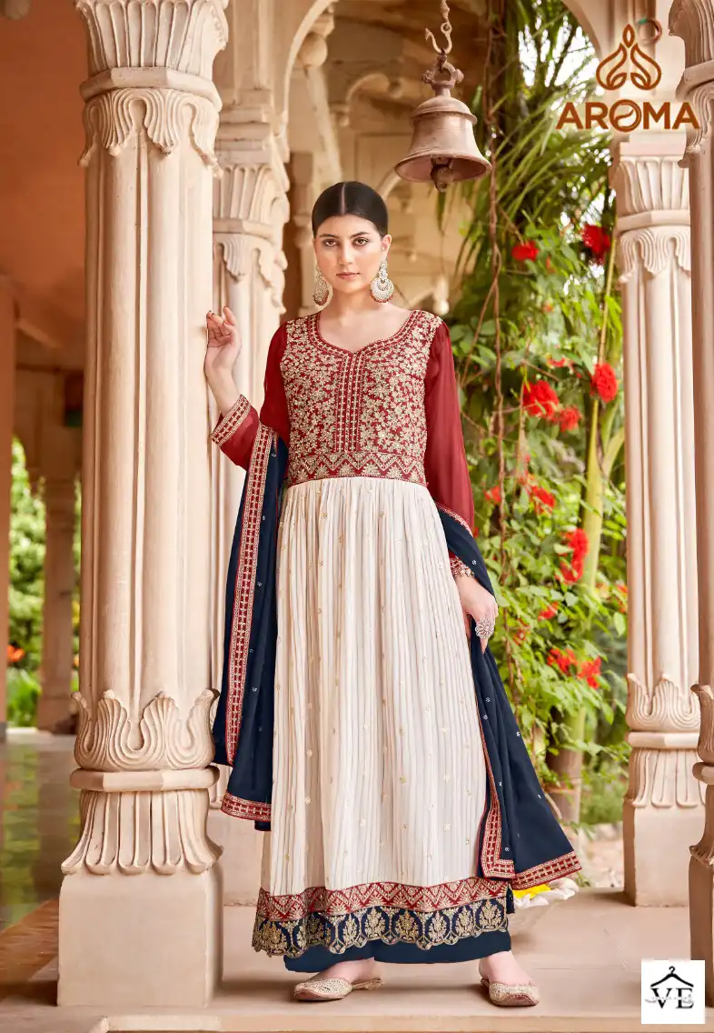 Sara Trendz Minakari Faux Georgatte Wholesale Readymade Suits Catalog — Wholesale Salwar Suits, MPA wholesale from Surat - Gallery Image 4