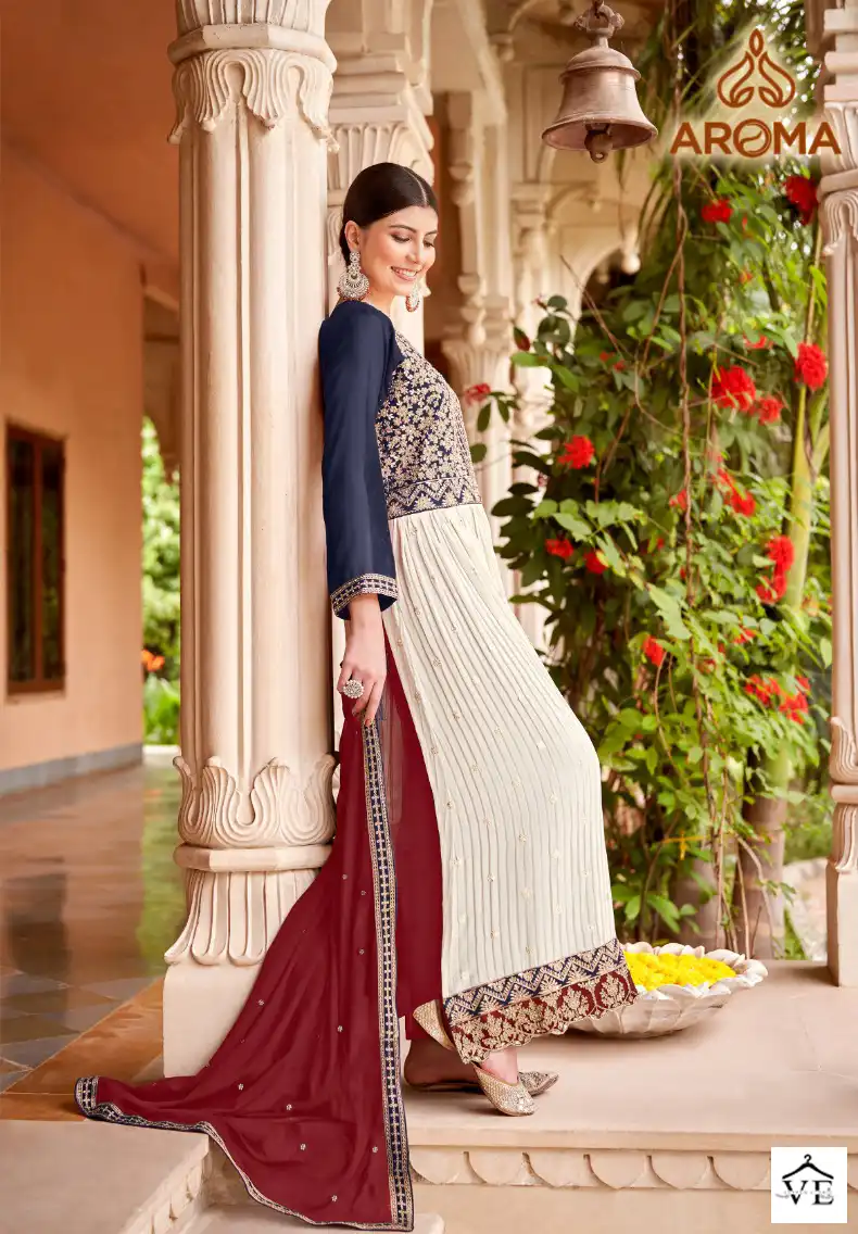 Sara Trendz Minakari Faux Georgatte Wholesale Readymade Suits Catalog — Wholesale Salwar Suits, MPA wholesale from Surat - Gallery Image 2
